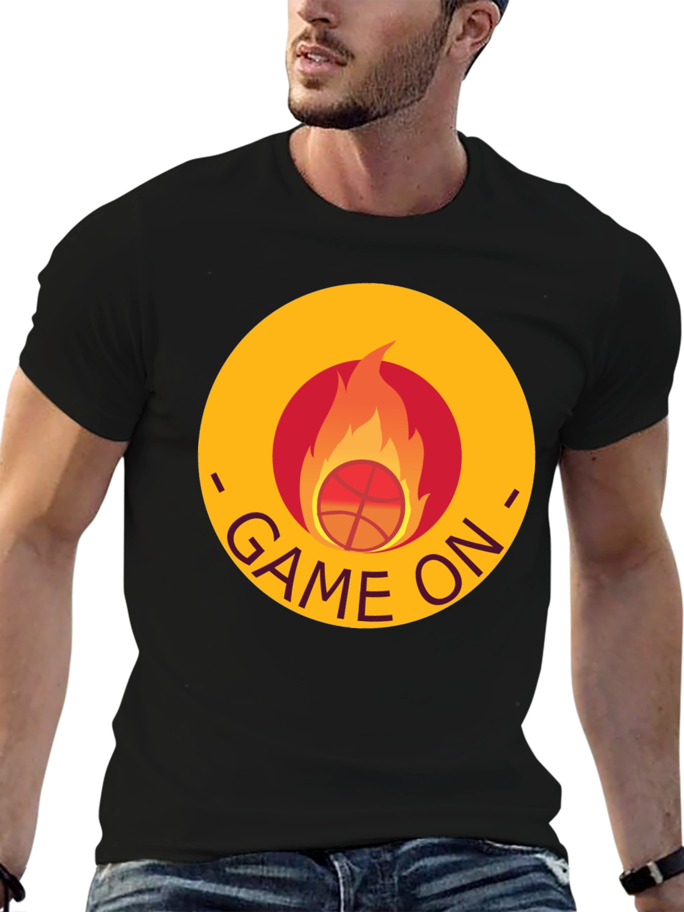 Game On Basketball Flame Graphic Tee