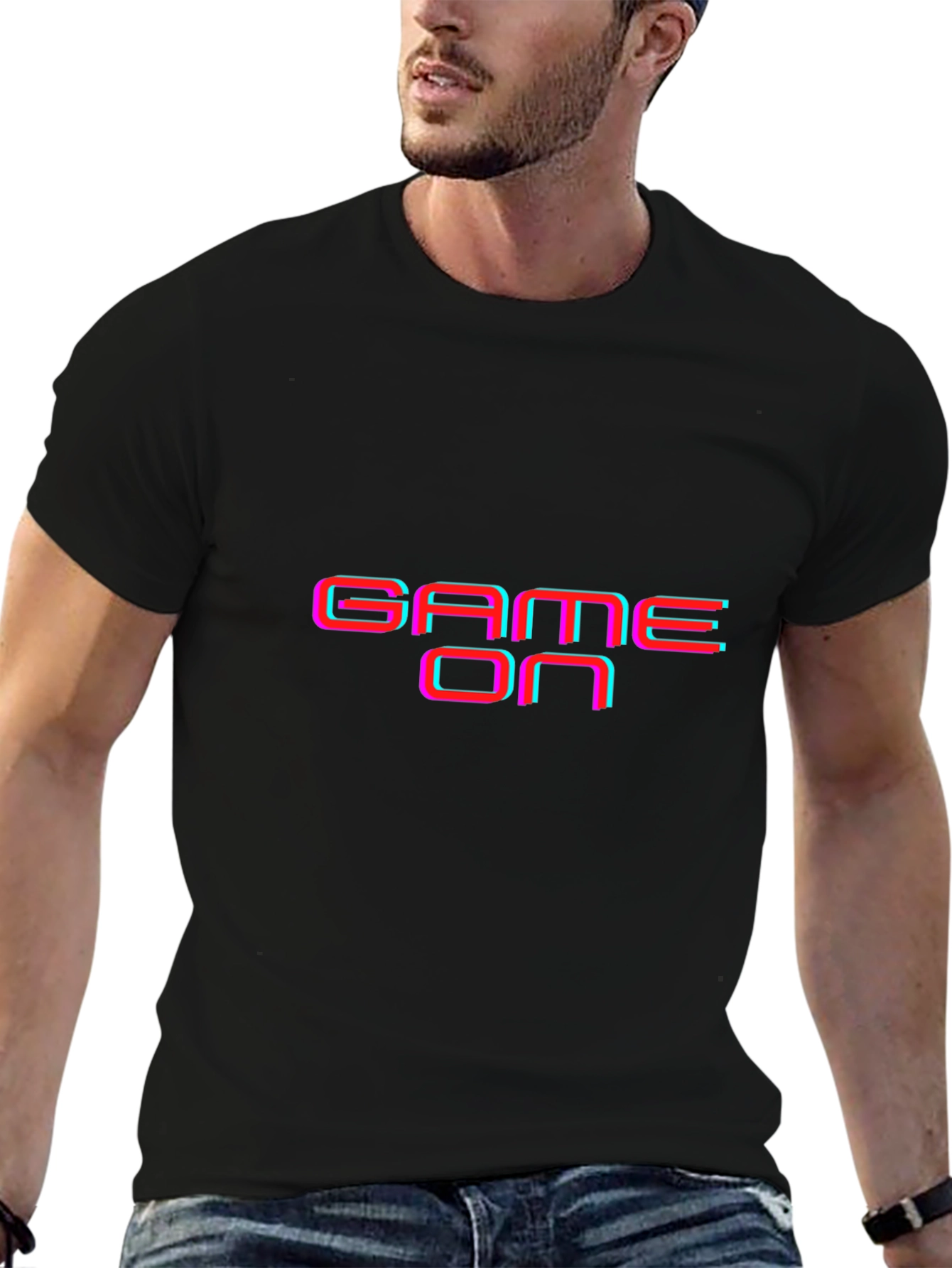 Game On Graphic Print Black T-Shirt