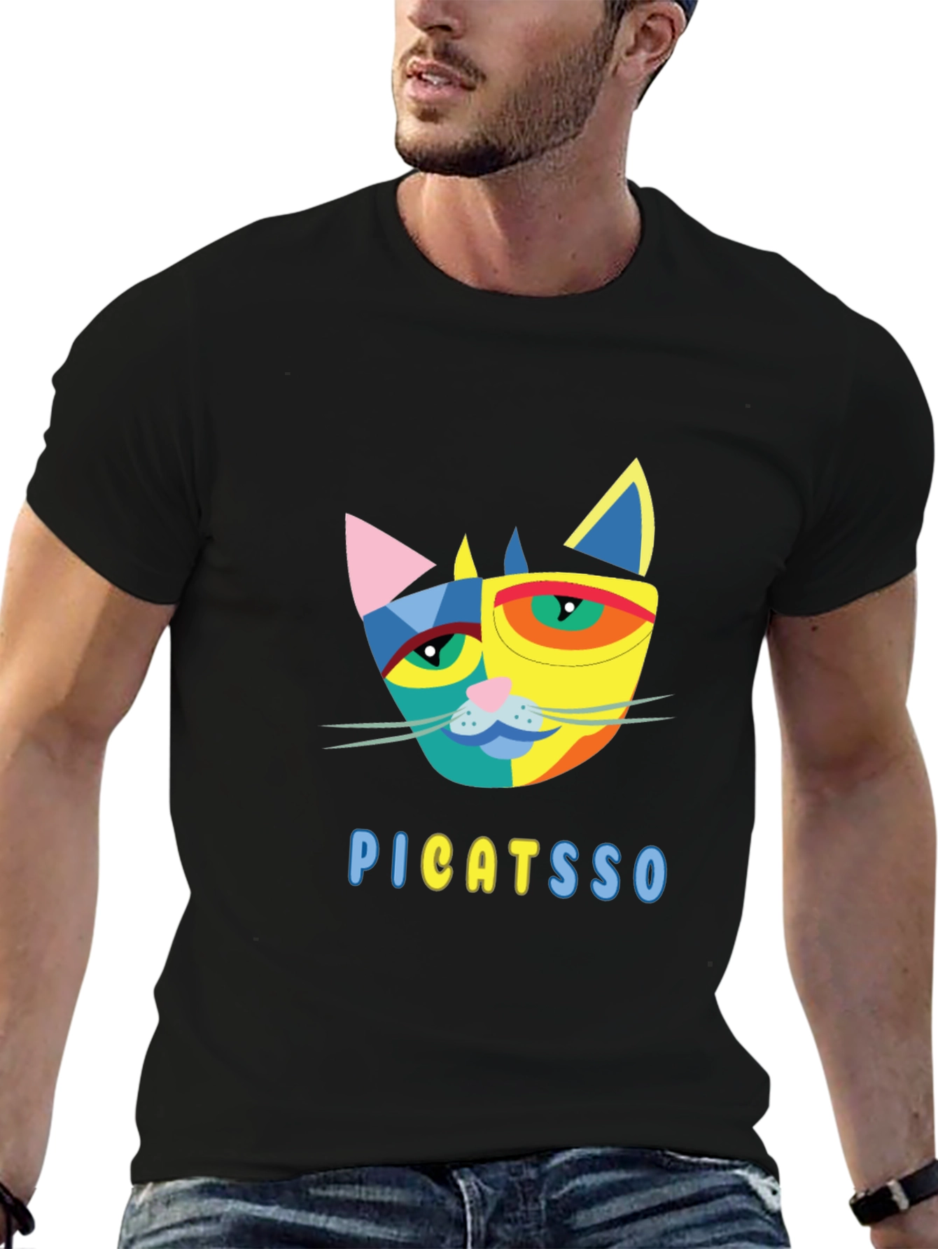 Abstract Cat Graphic Tee - Unique Design!