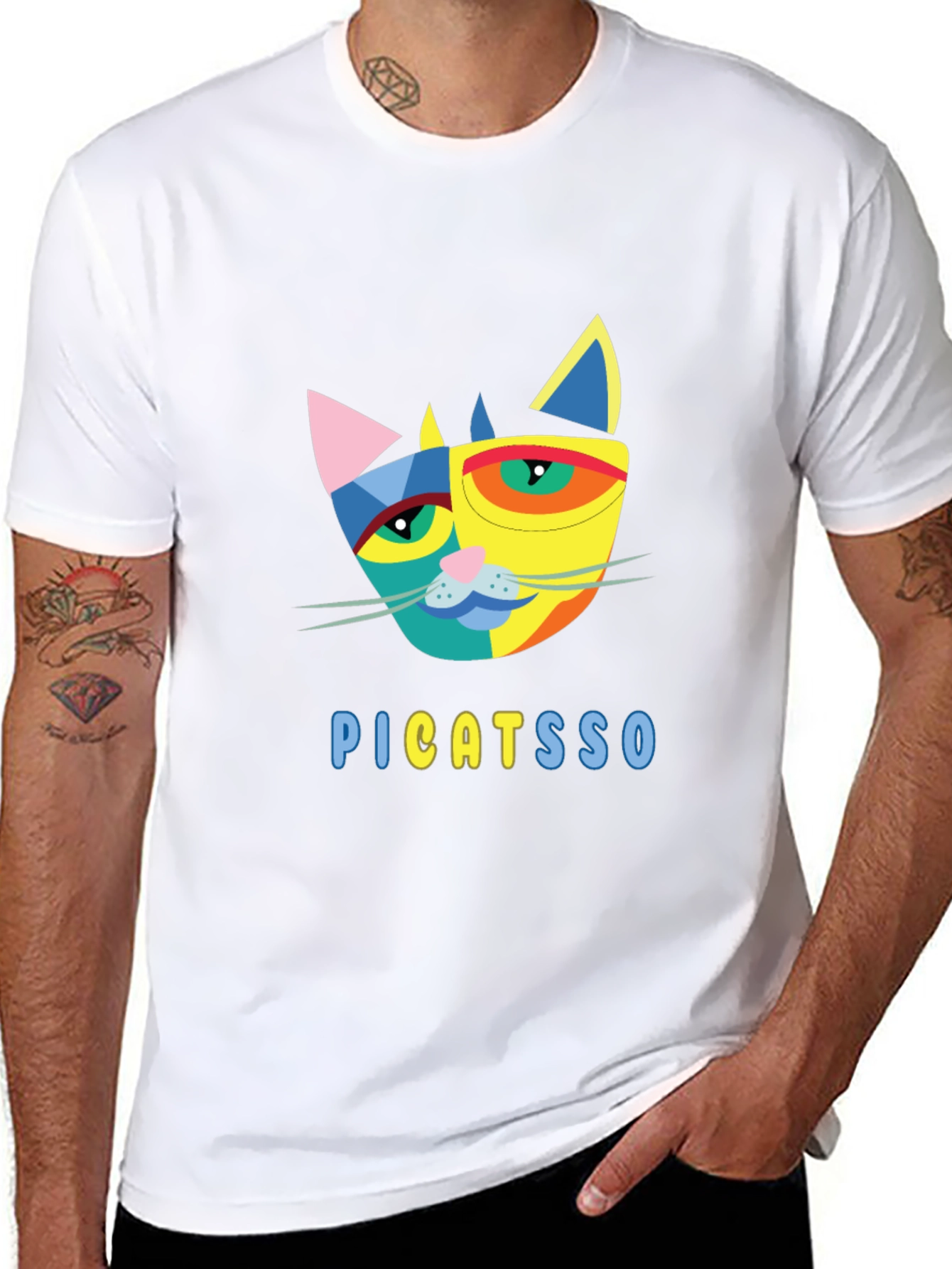 Abstract Cat Graphic Tee - Unique Design!