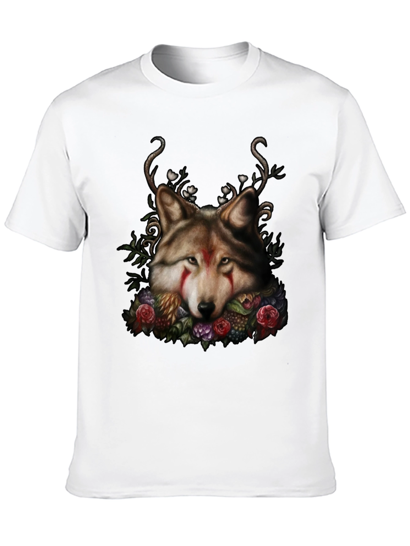 Wolf Floral Black T-Shirt
