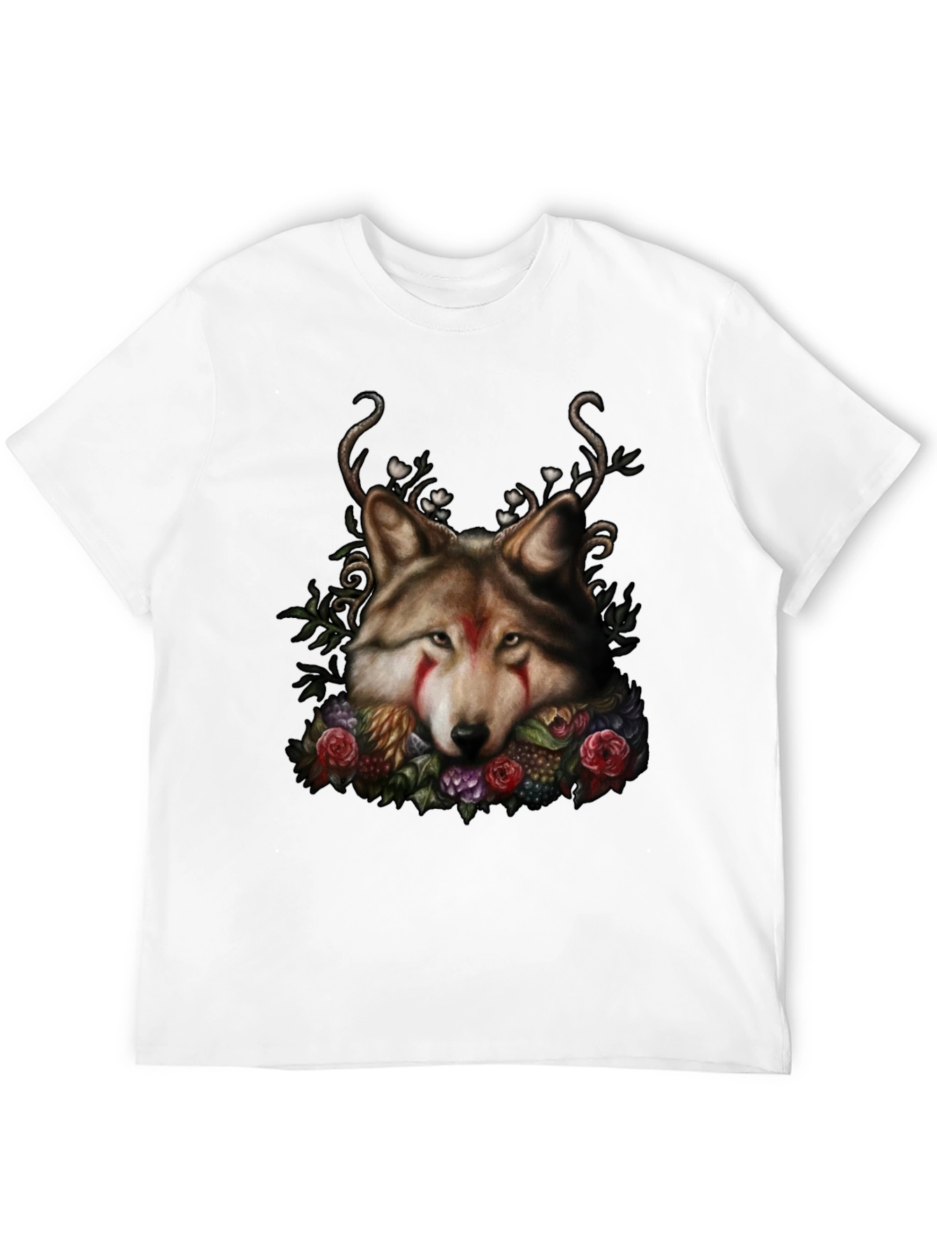 Wolf Floral Black T-Shirt