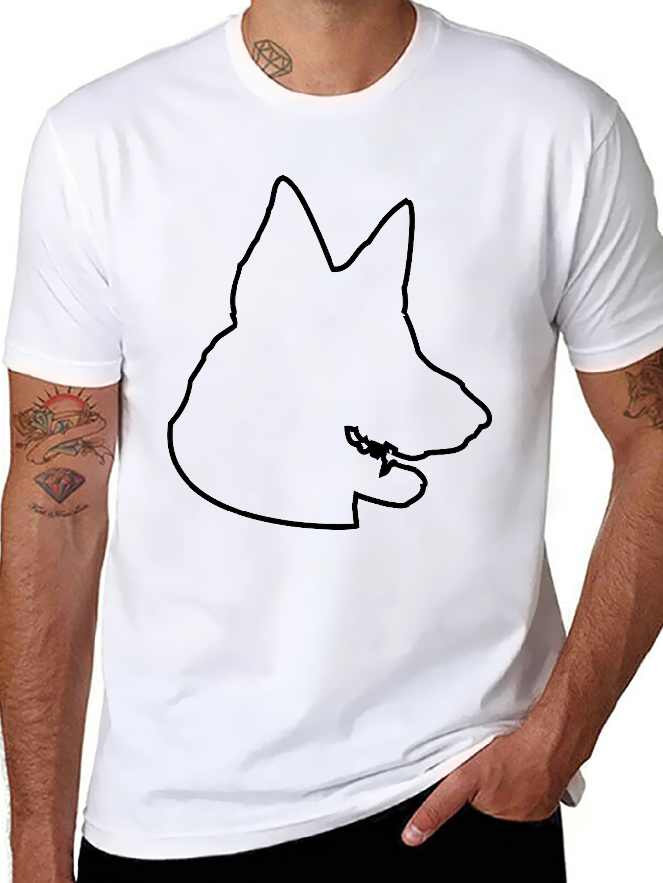 German Shepherd Outline Black T-Shirt