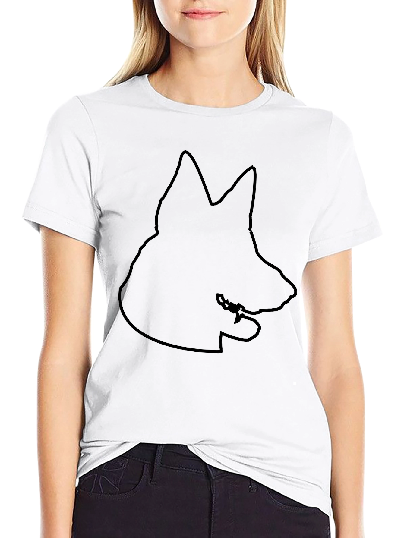 German Shepherd Outline Black T-Shirt