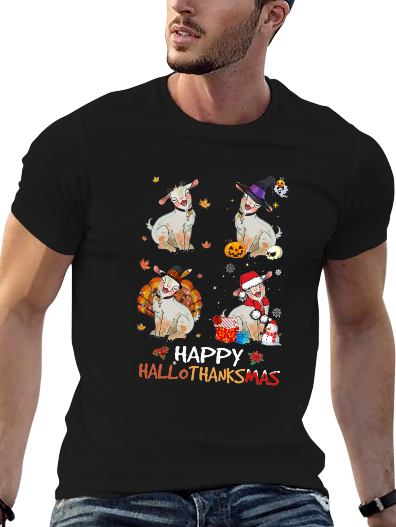 Happy Hallothanksmas Goat T-Shirt