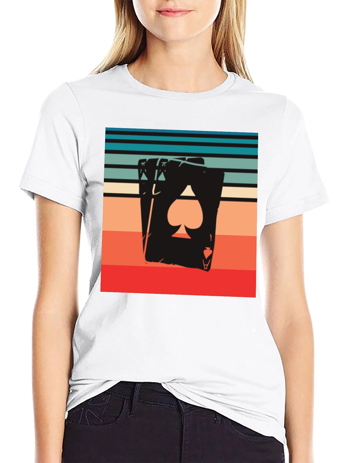 Ace of Spades Retro Striped Graphic Tee