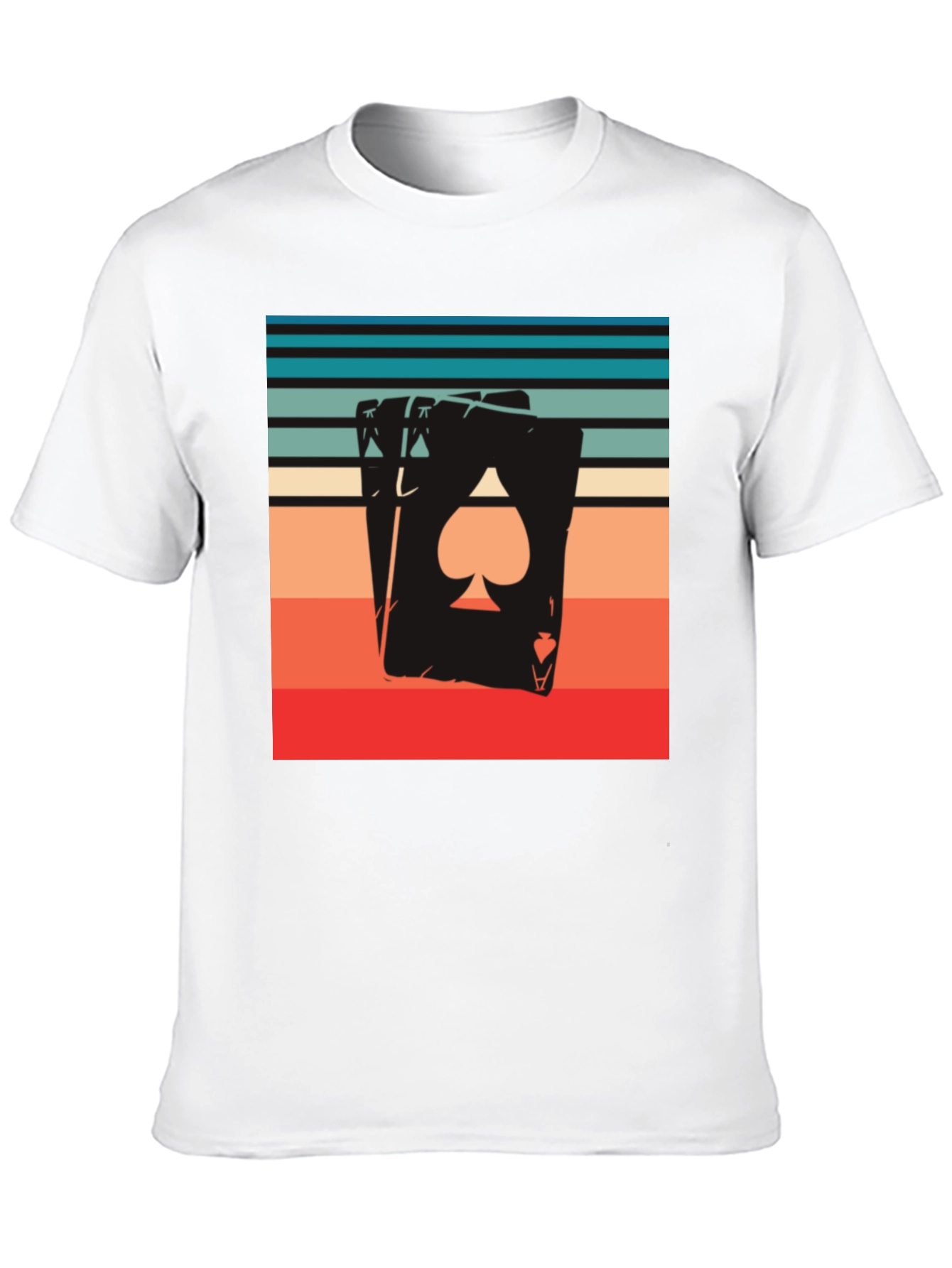 Ace of Spades Retro Striped Graphic Tee