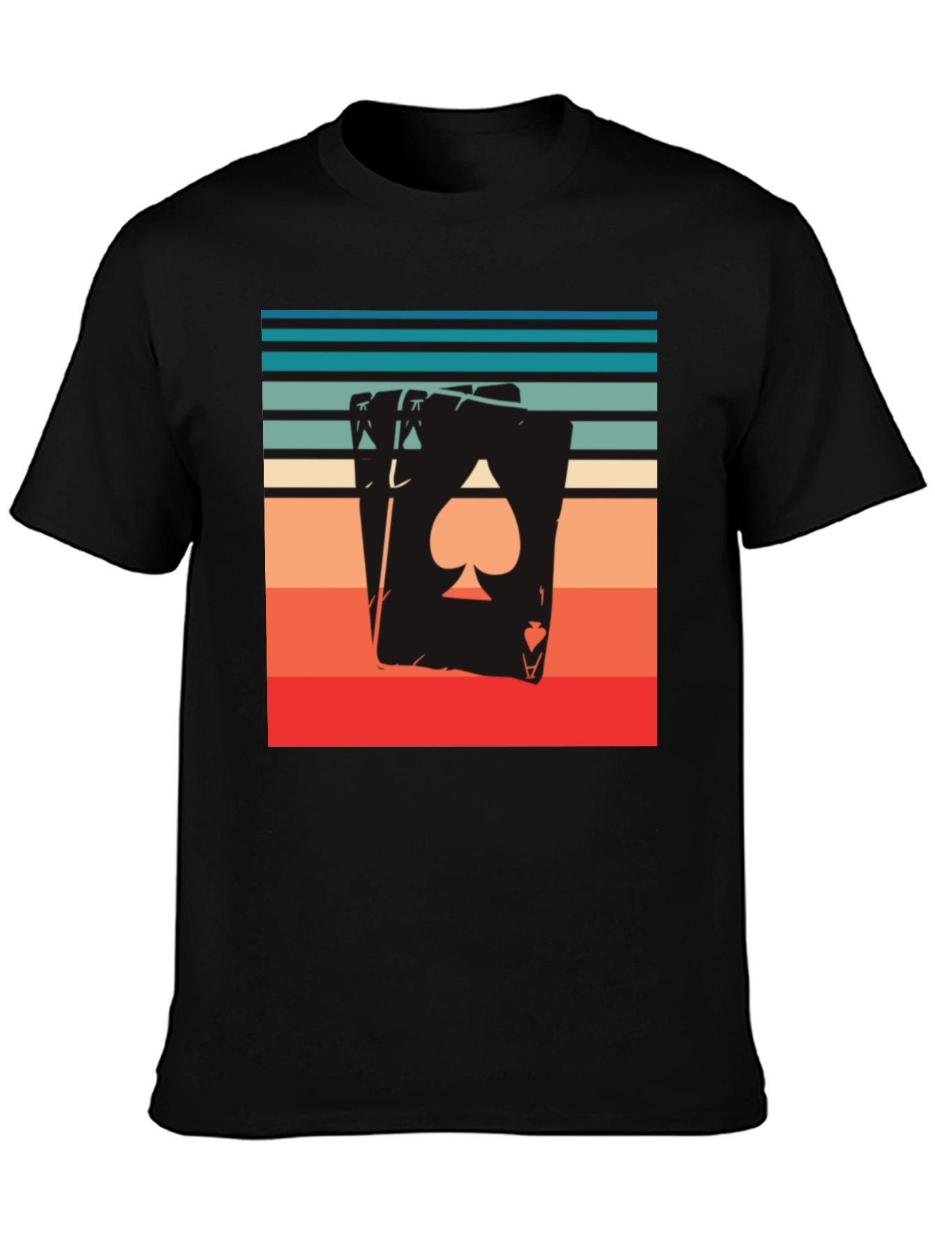Ace of Spades Retro Striped Graphic Tee