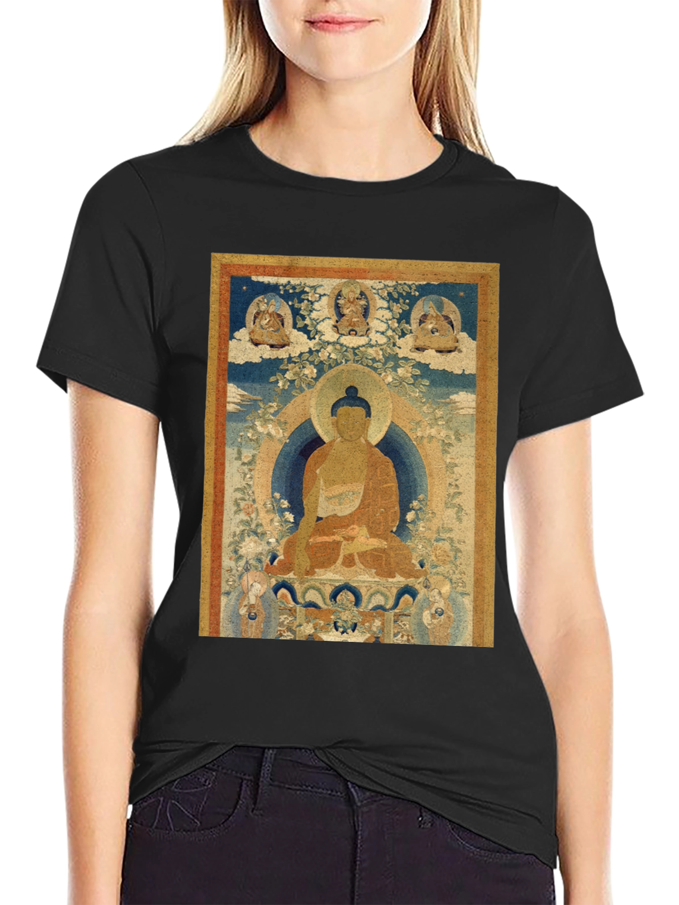 Buddha Art Print Black T-Shirt