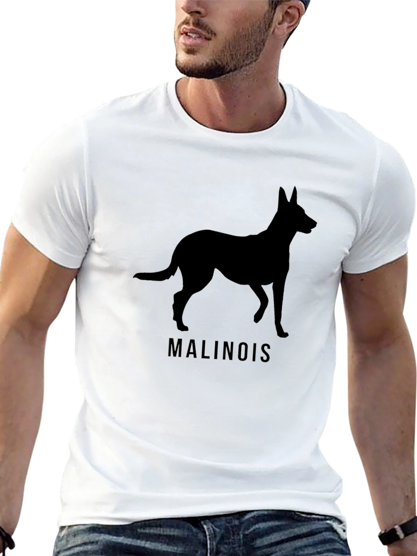 Malinois Dog Silhouette Black T-Shirt