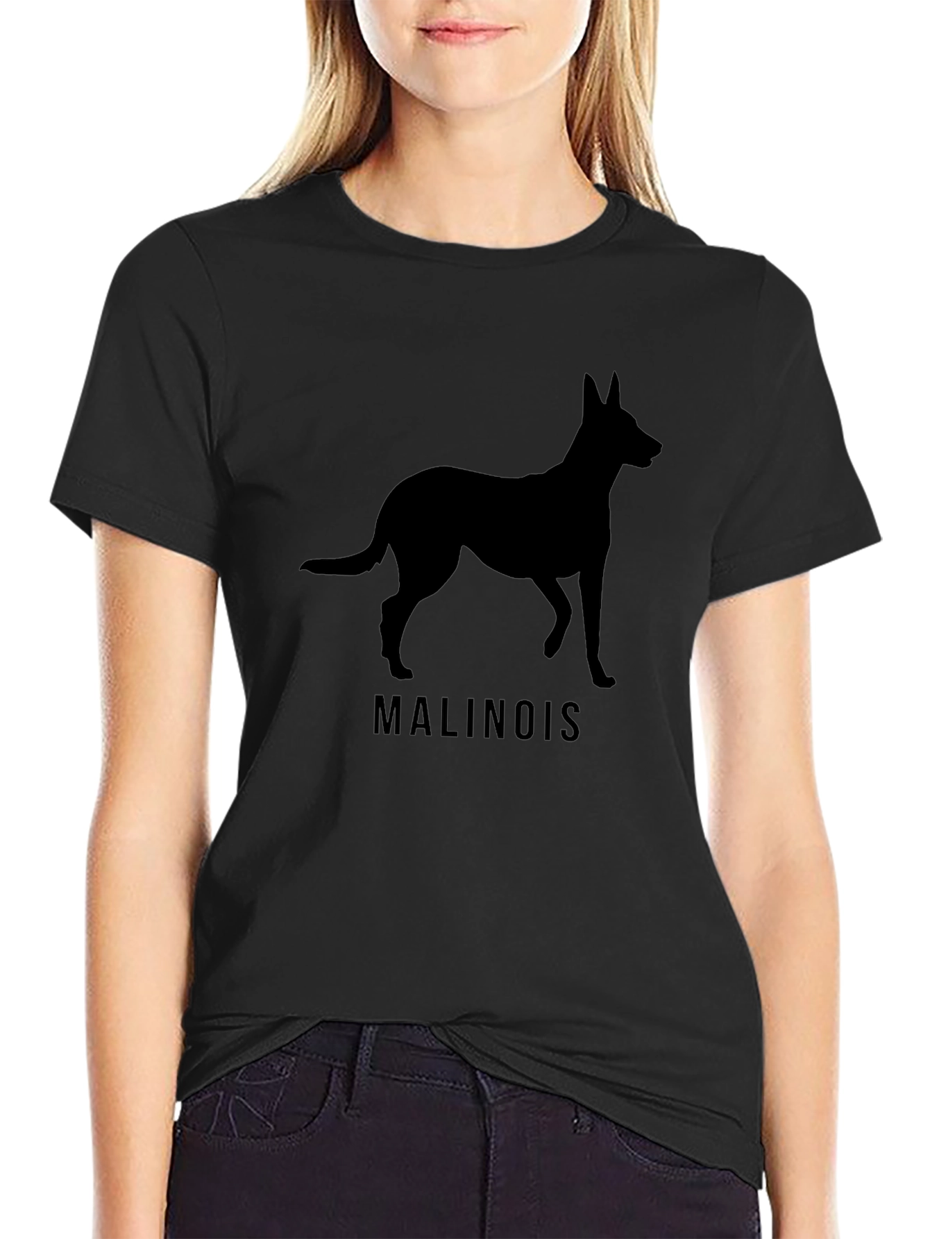Malinois Dog Silhouette Black T-Shirt