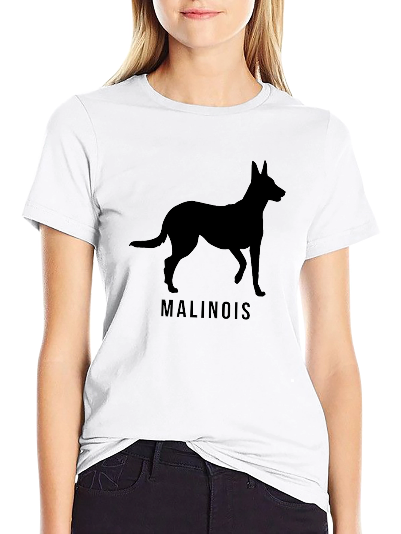 Malinois Dog Silhouette Black T-Shirt