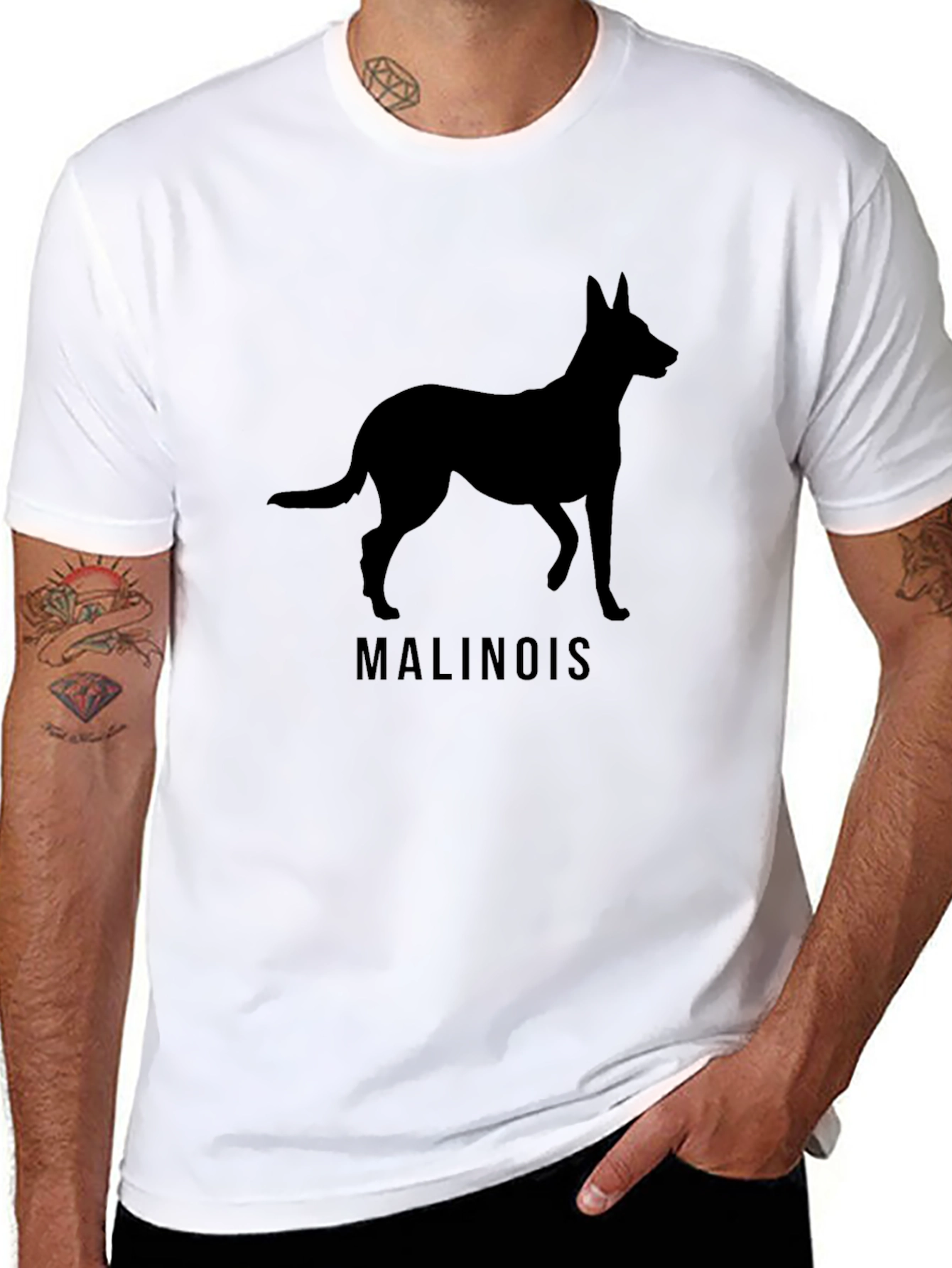 Malinois Dog Silhouette Black T-Shirt