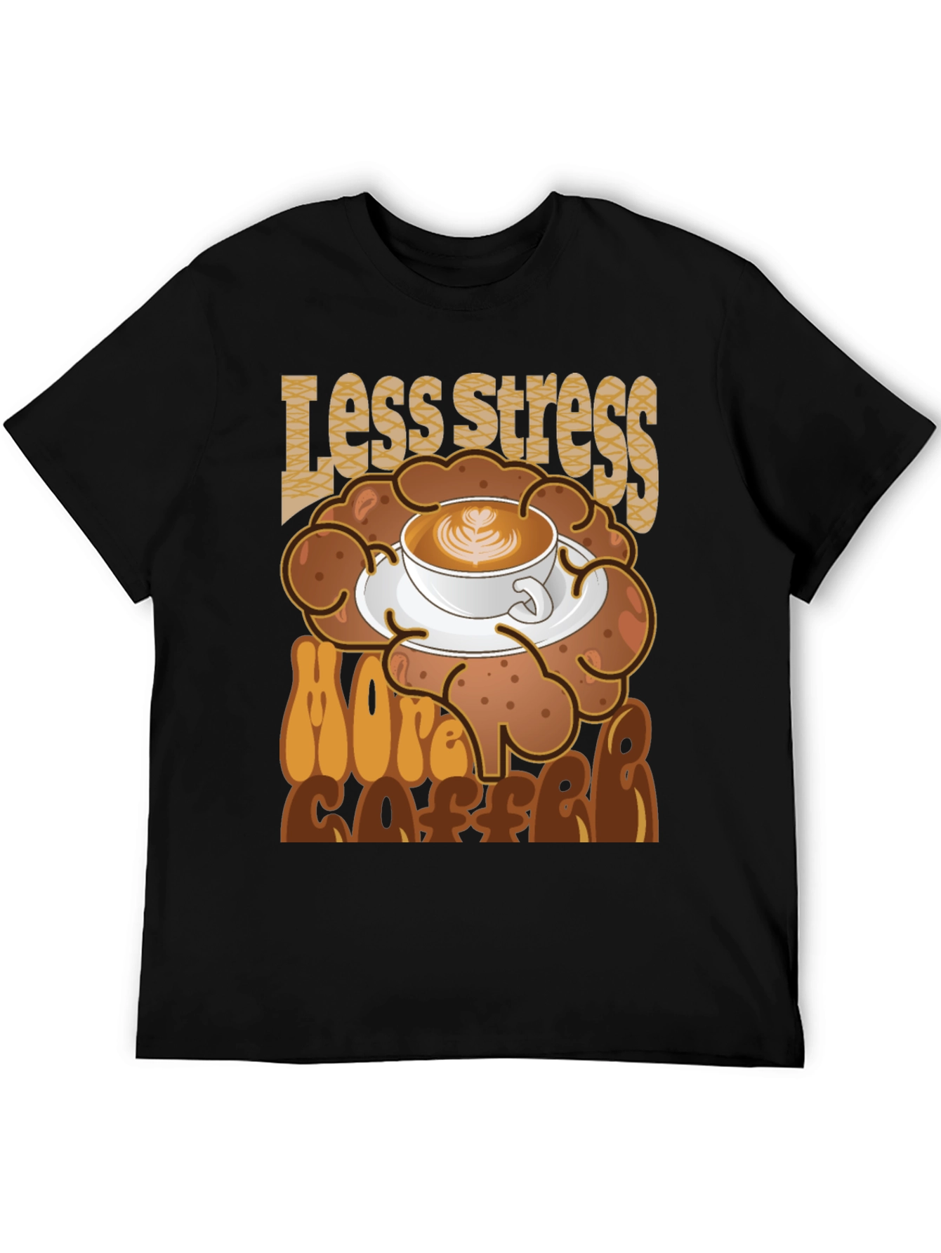 Less Stress More Coffee Graphic Tee - Black