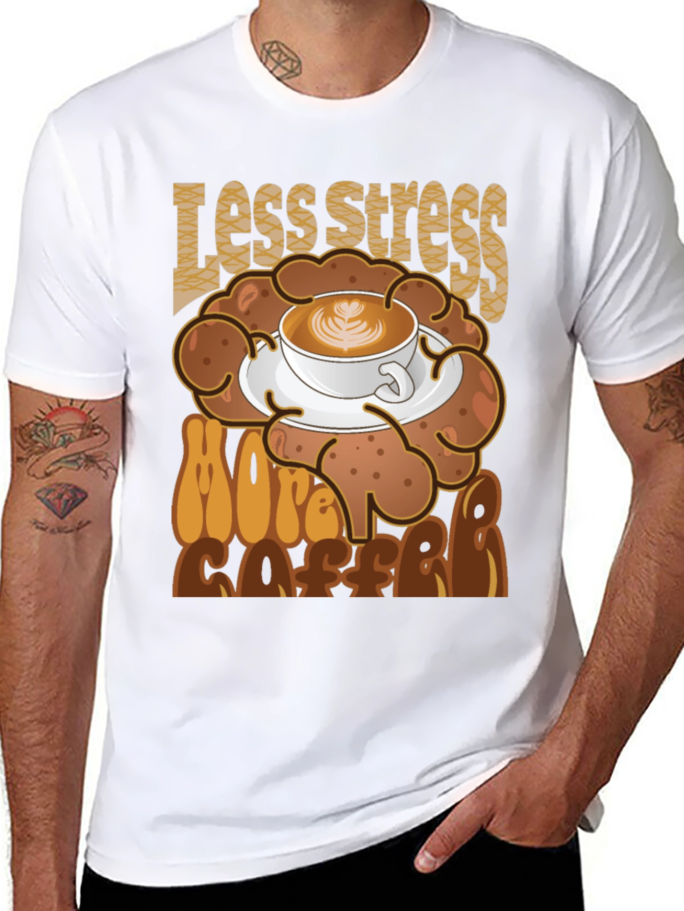 Less Stress More Coffee Graphic Tee - Black