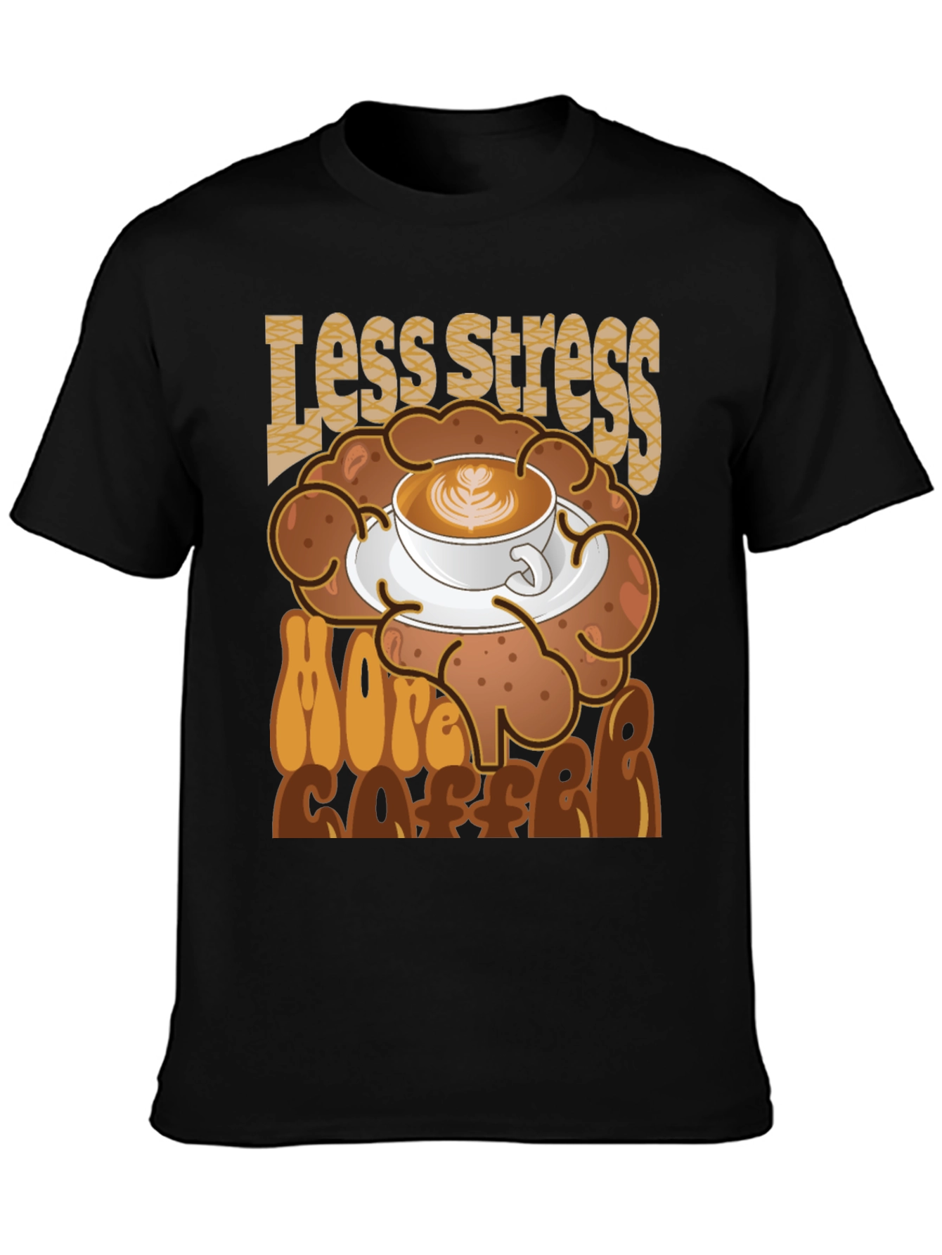 Less Stress More Coffee Graphic Tee - Black