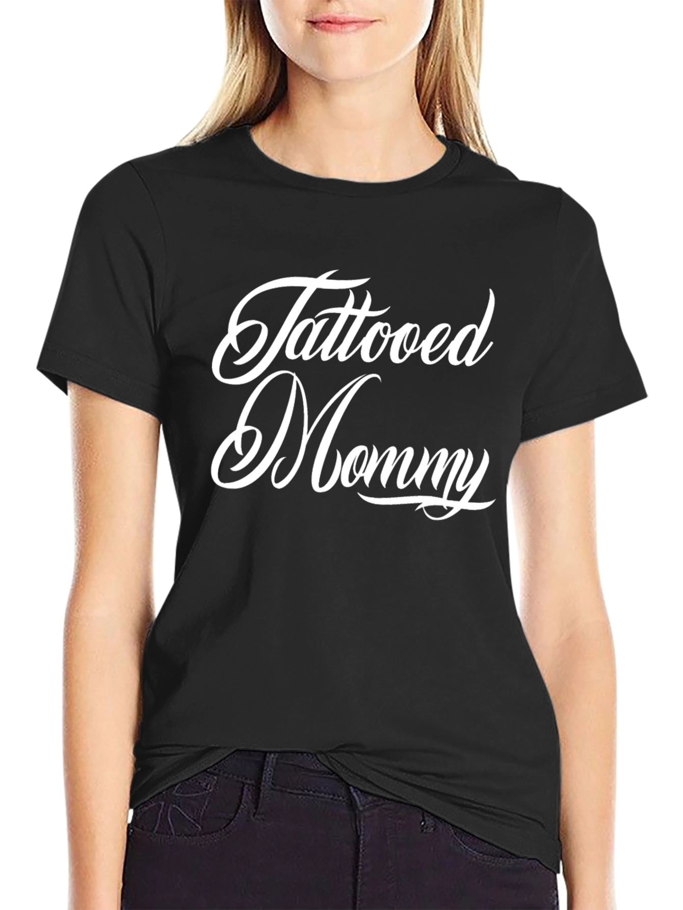 Tattooed Mommy Graphic Tee - Black Cotton T-Shirt