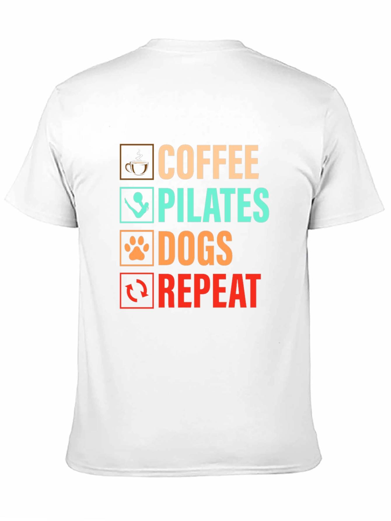 Coffee Pilates Dogs Repeat Graphic T-Shirt