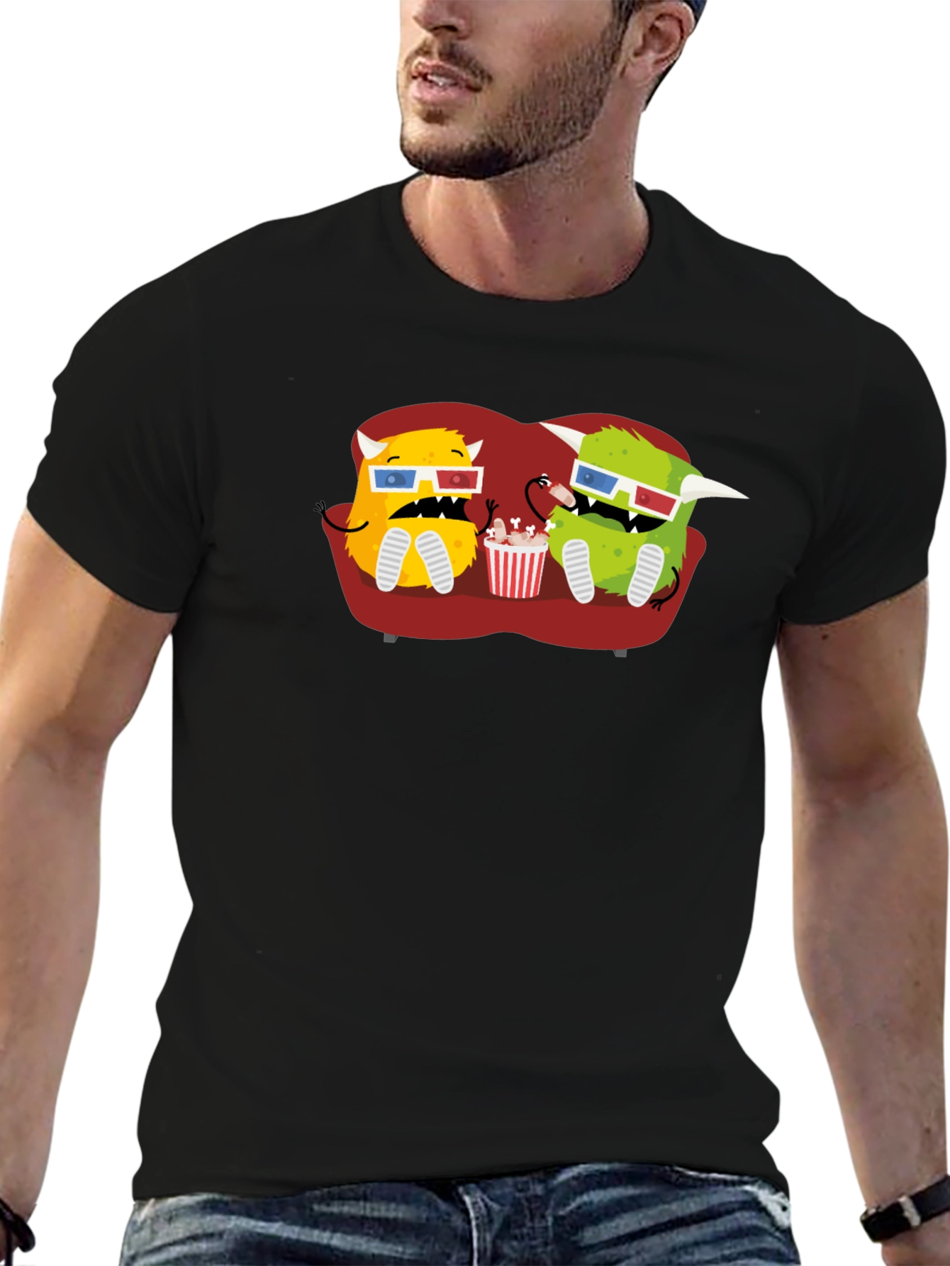 Monster Movie Night Black T-Shirt
