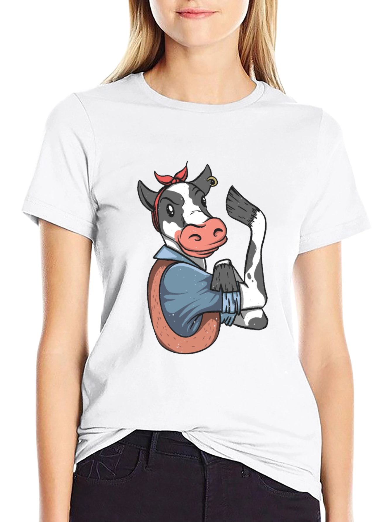 We Can Do It Cow T-Shirt - Black