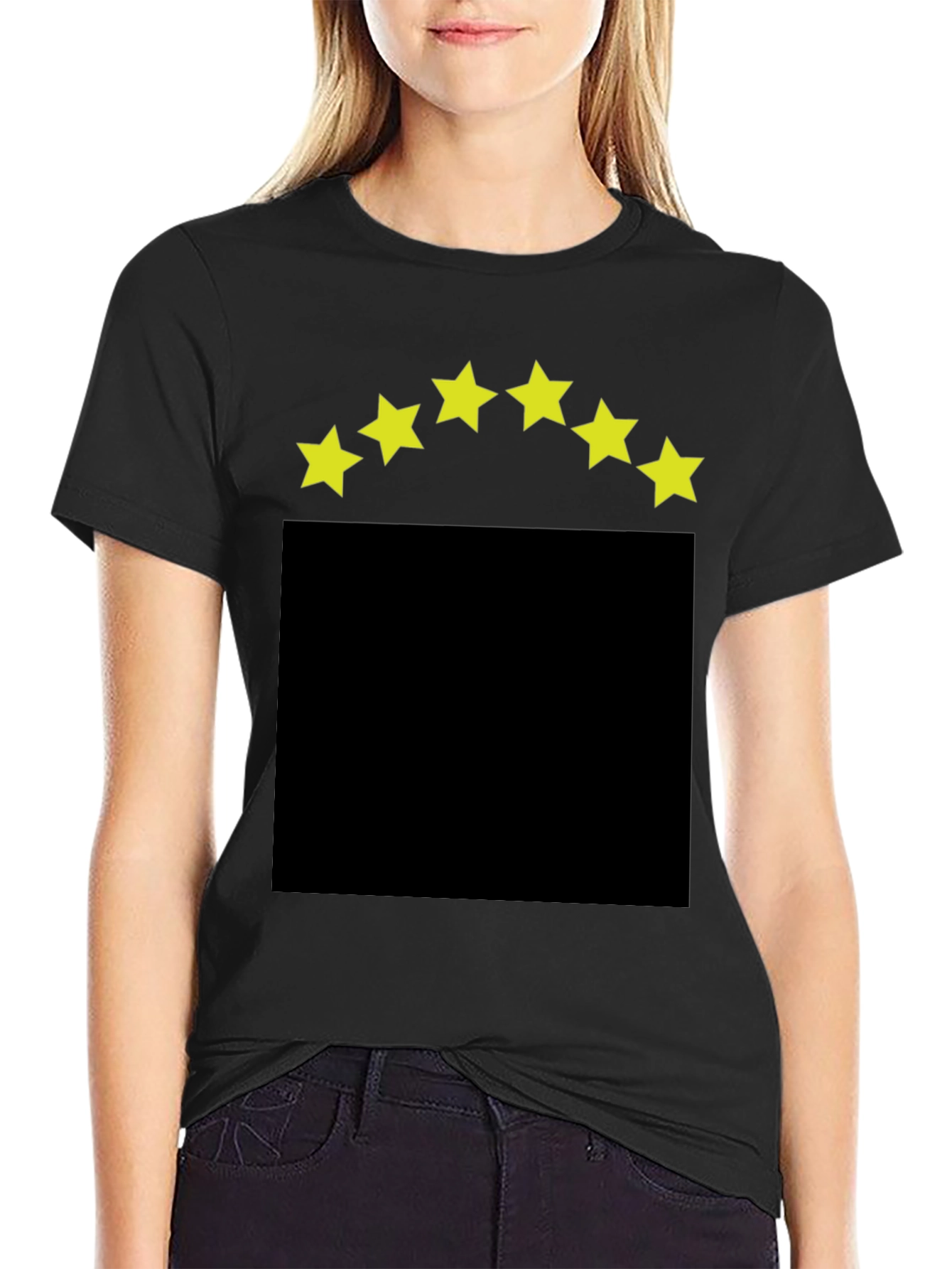 Black T-Shirt with Yellow Star Design