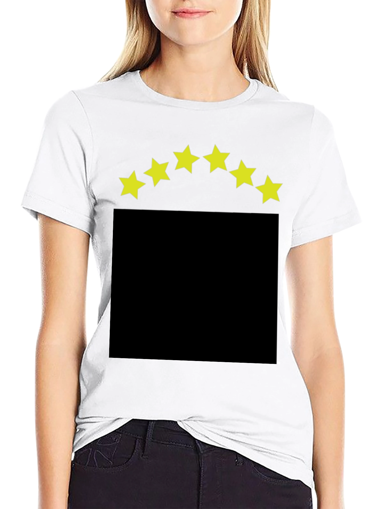 Black T-Shirt with Yellow Star Design