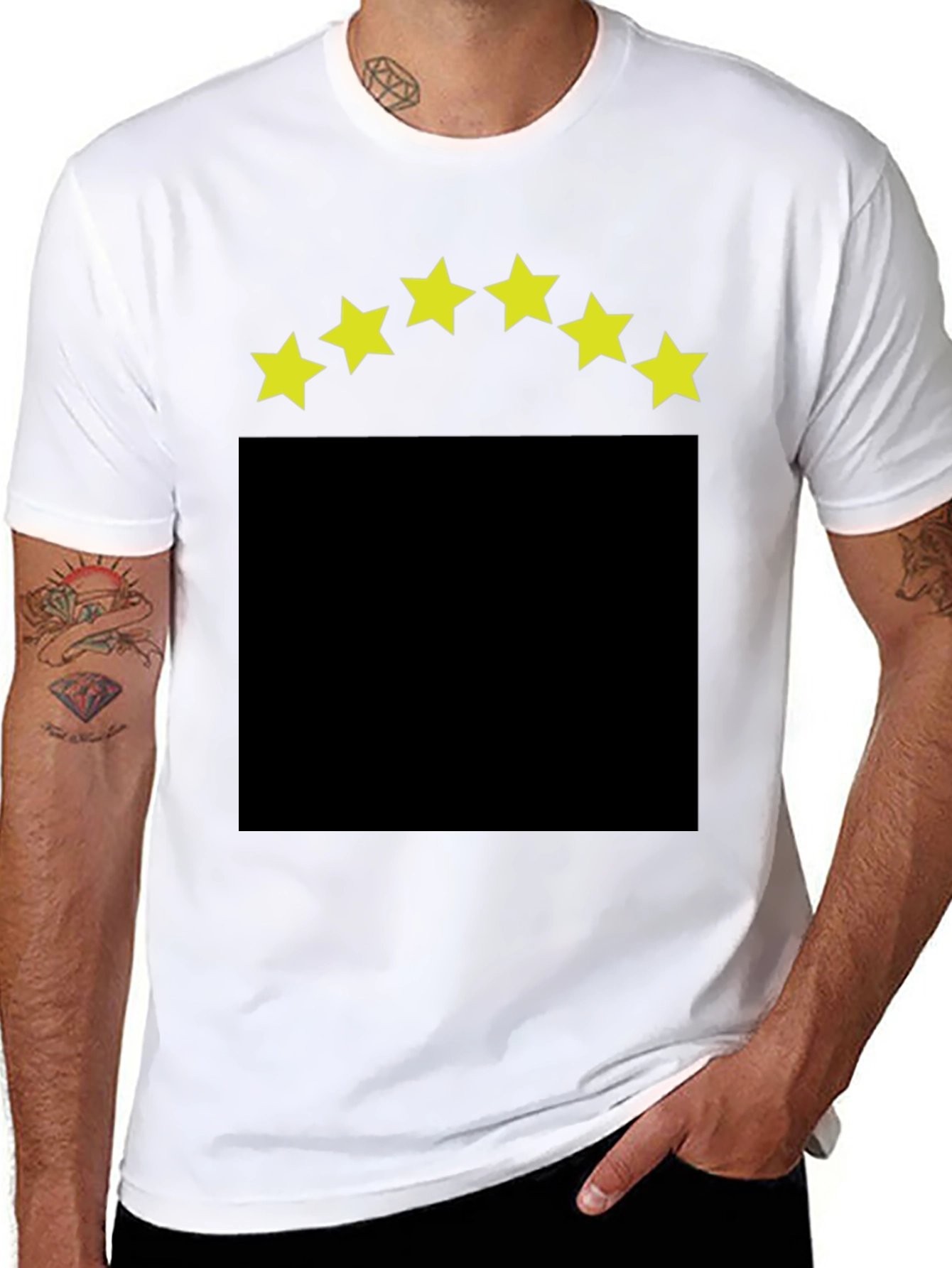 Black T-Shirt with Yellow Star Design