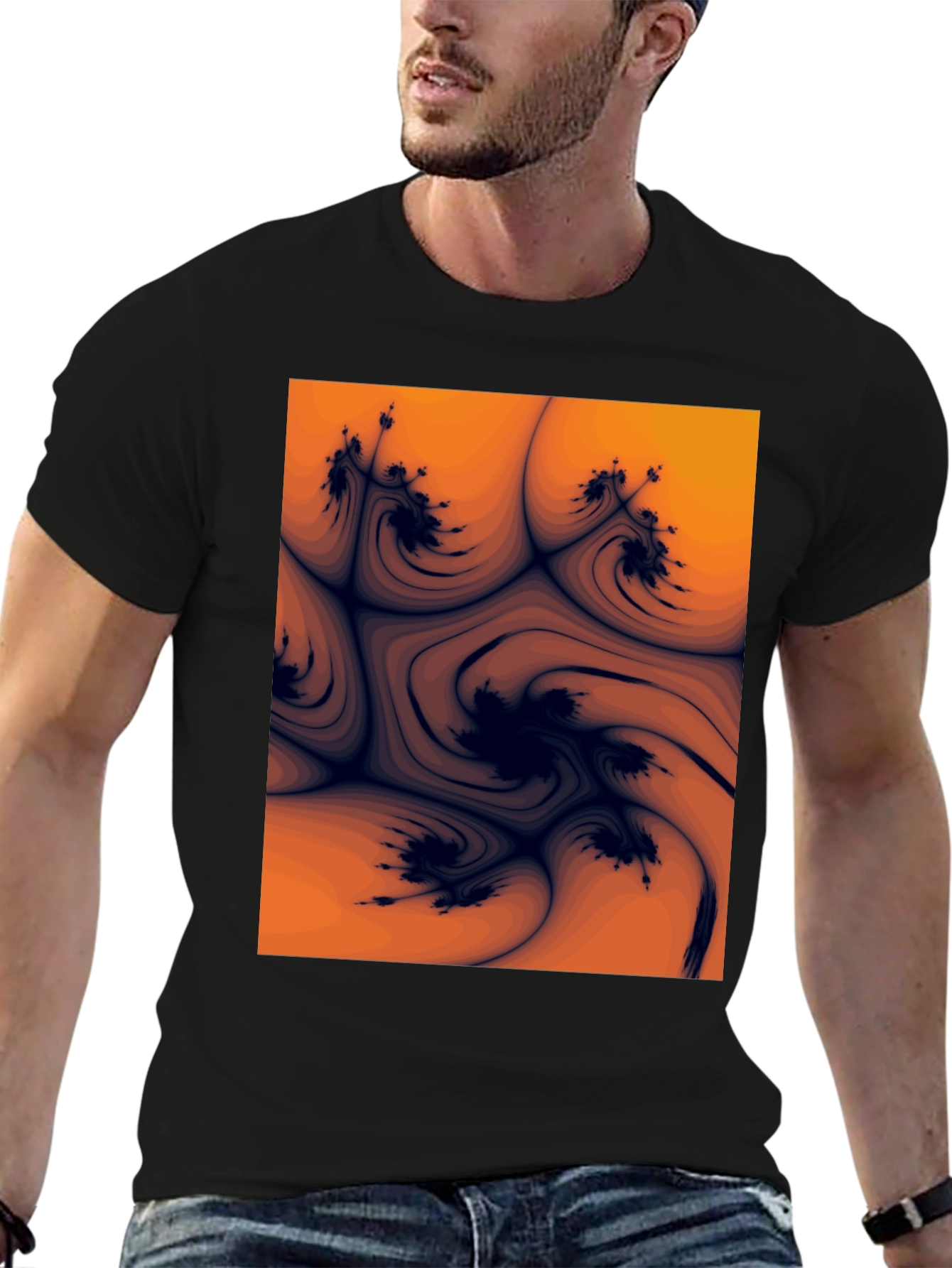 Abstract Art Graphic Tee - Black