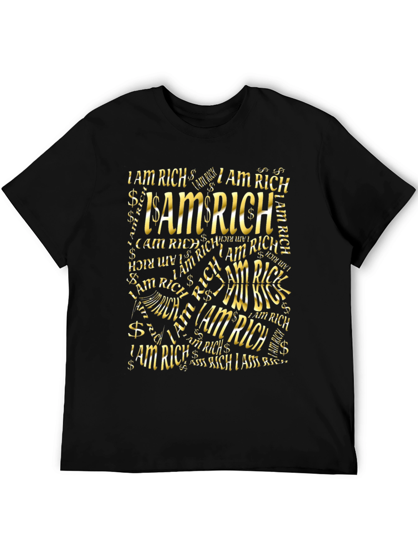 I Am Rich Graphic Print Black T-Shirt