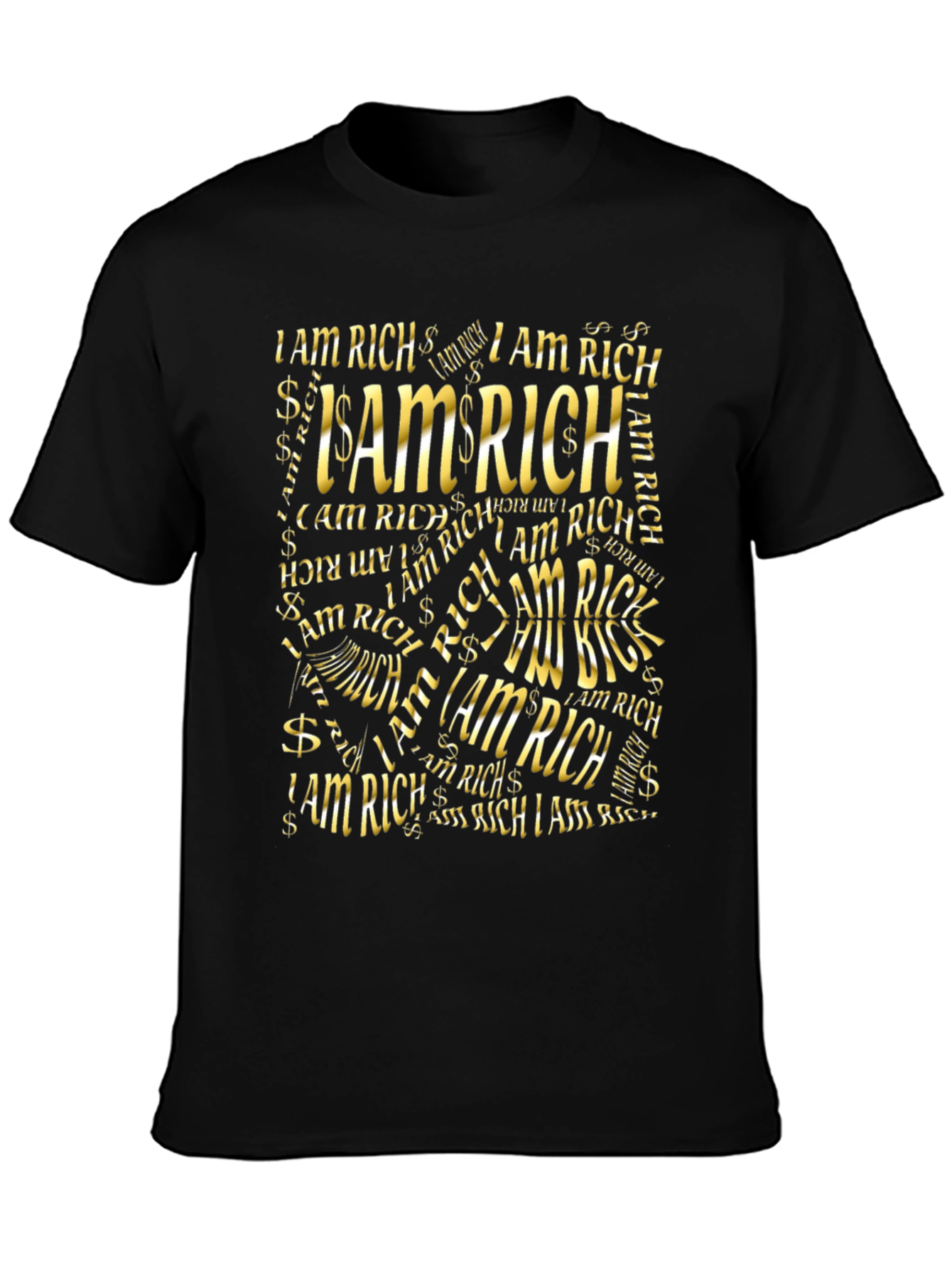 I Am Rich Graphic Print Black T-Shirt