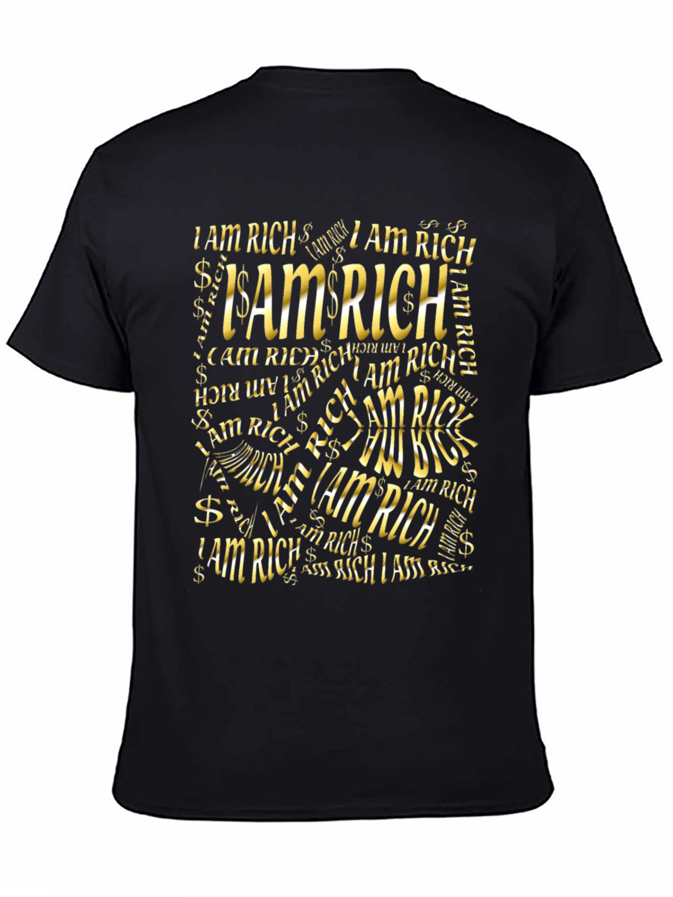 I Am Rich Graphic Print Black T-Shirt