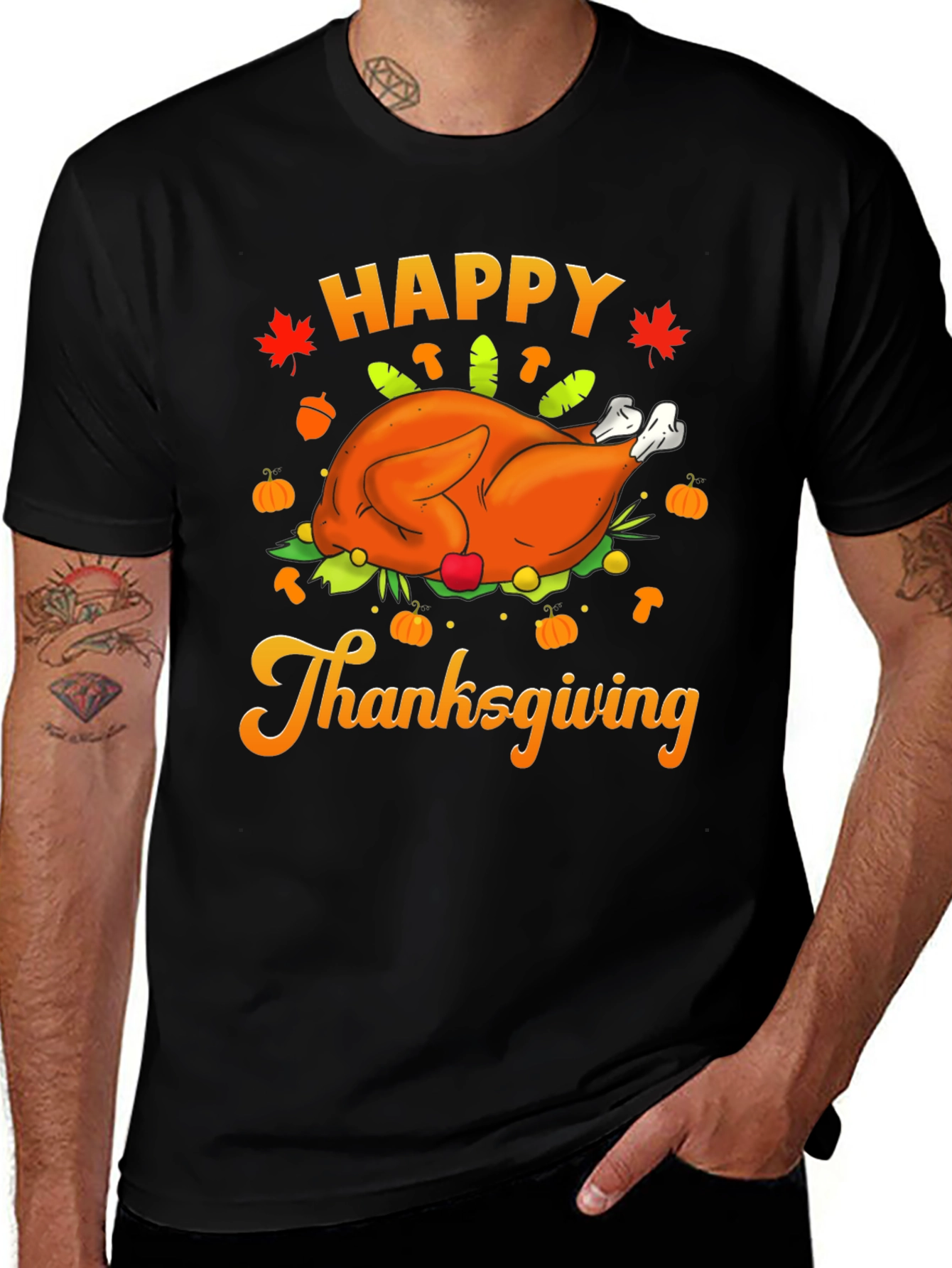 Happy Thanksgiving Turkey Graphic T-Shirt