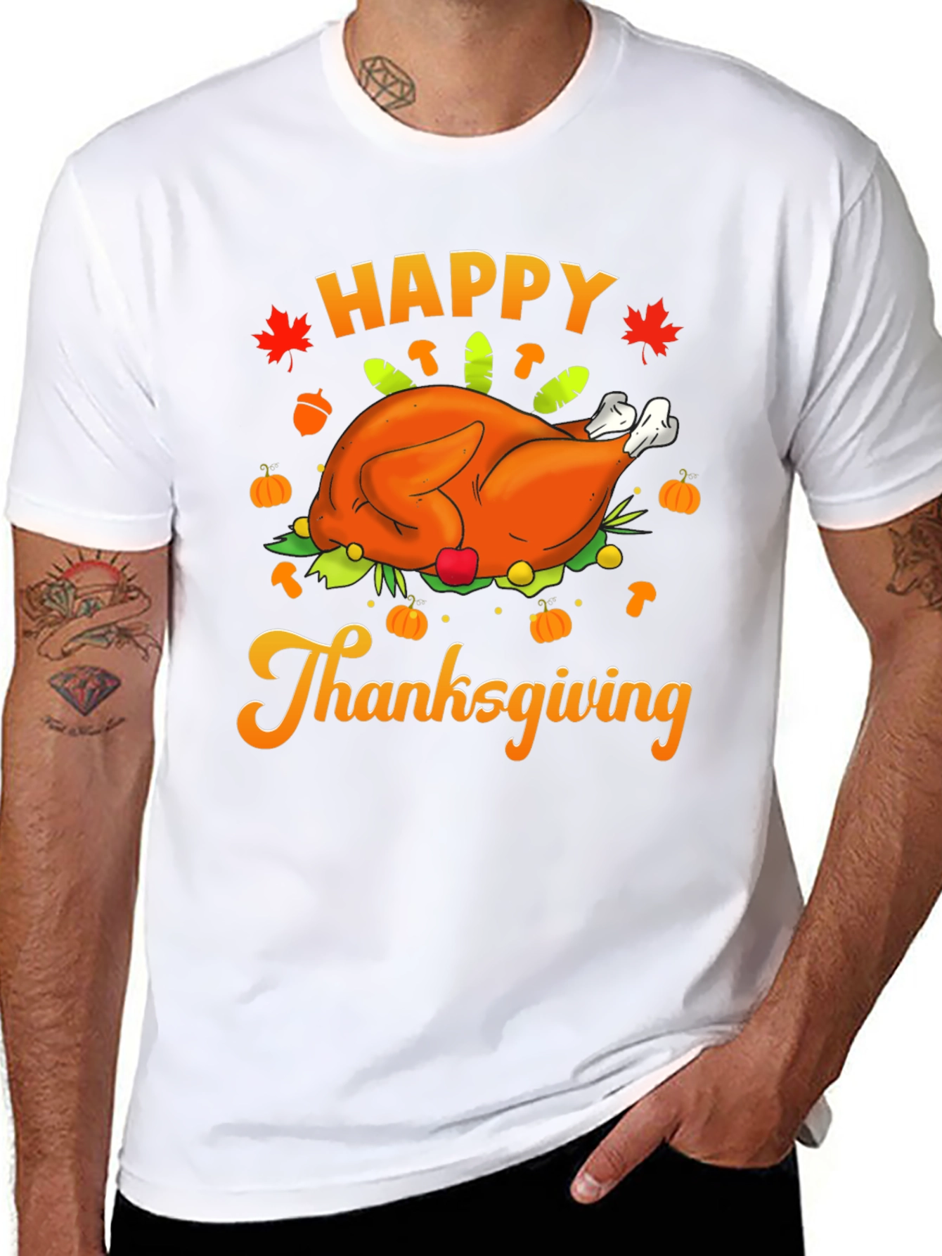 Happy Thanksgiving Turkey Graphic T-Shirt