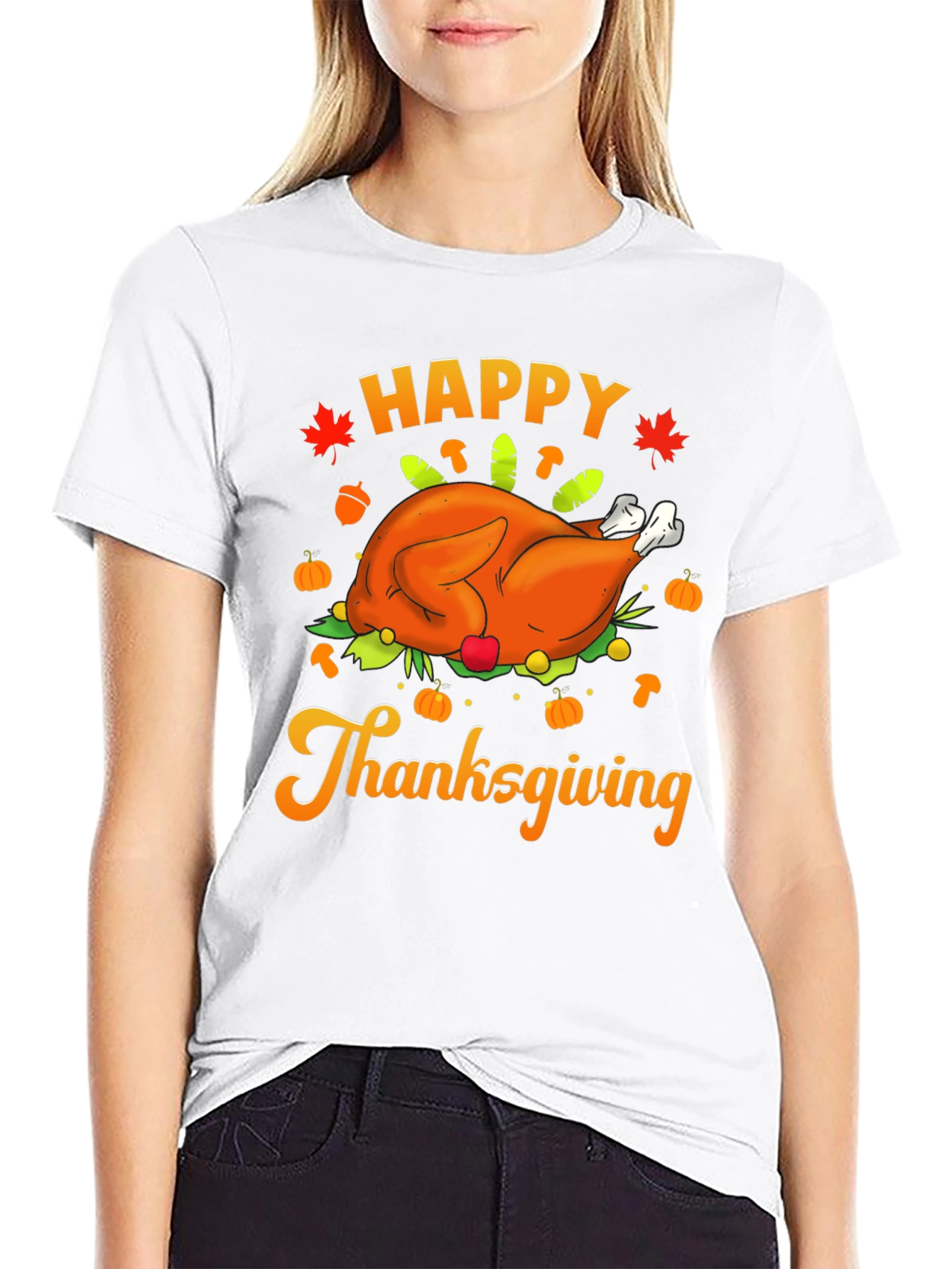 Happy Thanksgiving Turkey Graphic T-Shirt