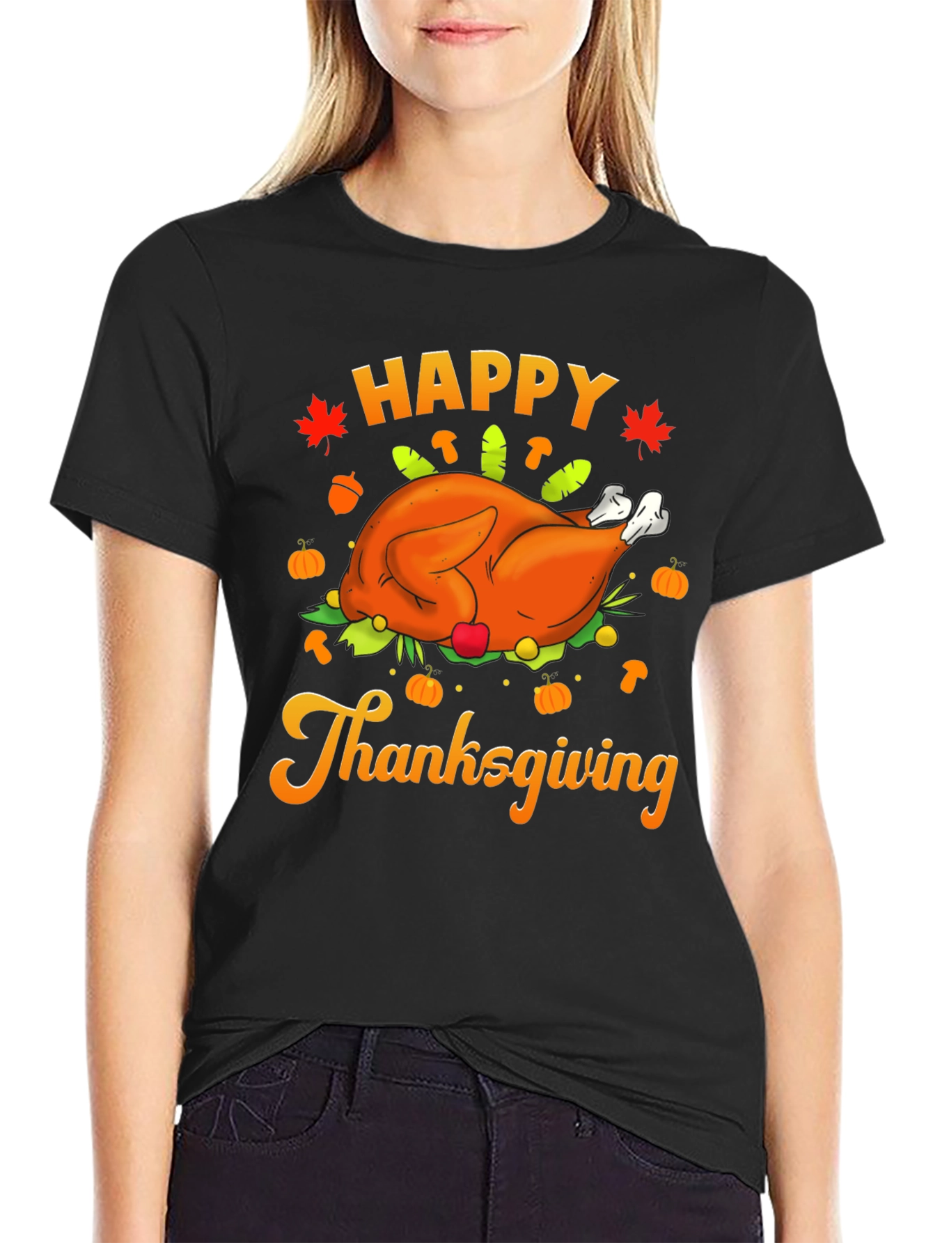 Happy Thanksgiving Turkey Graphic T-Shirt