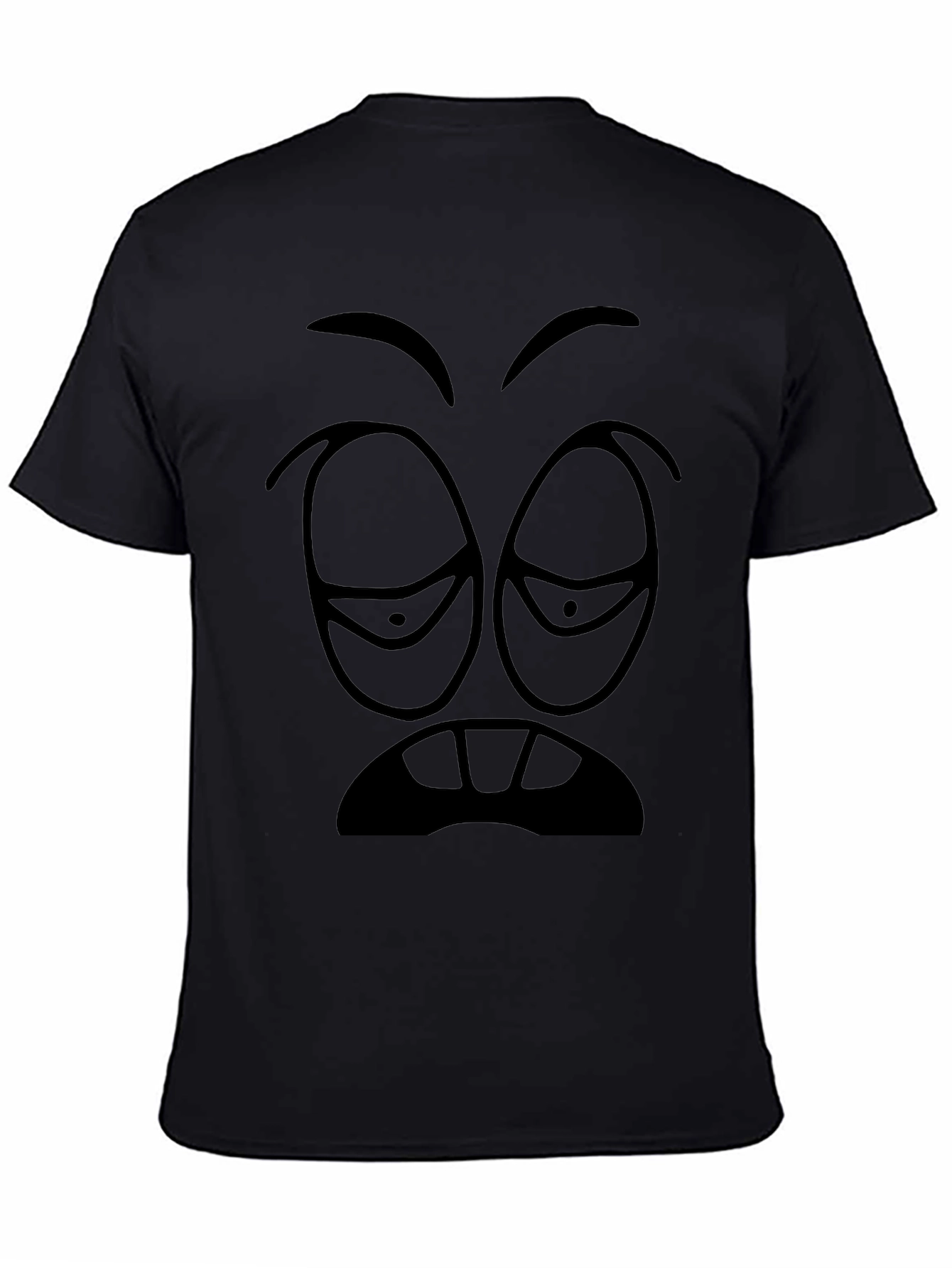 Sleepy Cartoon Face Graphic Tee - Black
