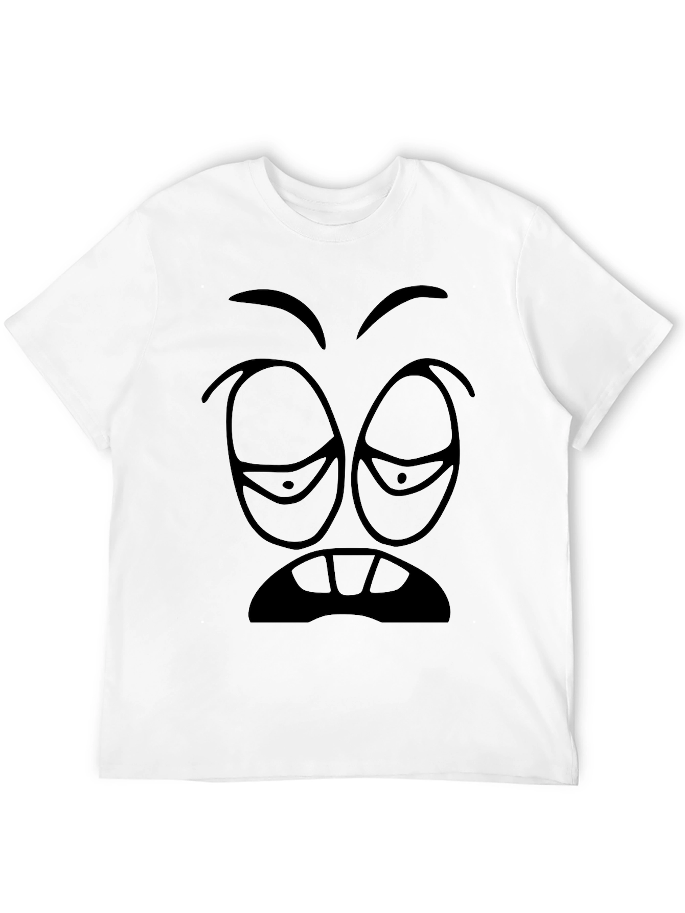 Sleepy Cartoon Face Graphic Tee - Black