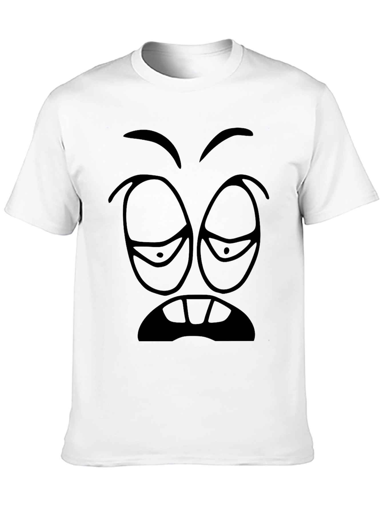 Sleepy Cartoon Face Graphic Tee - Black