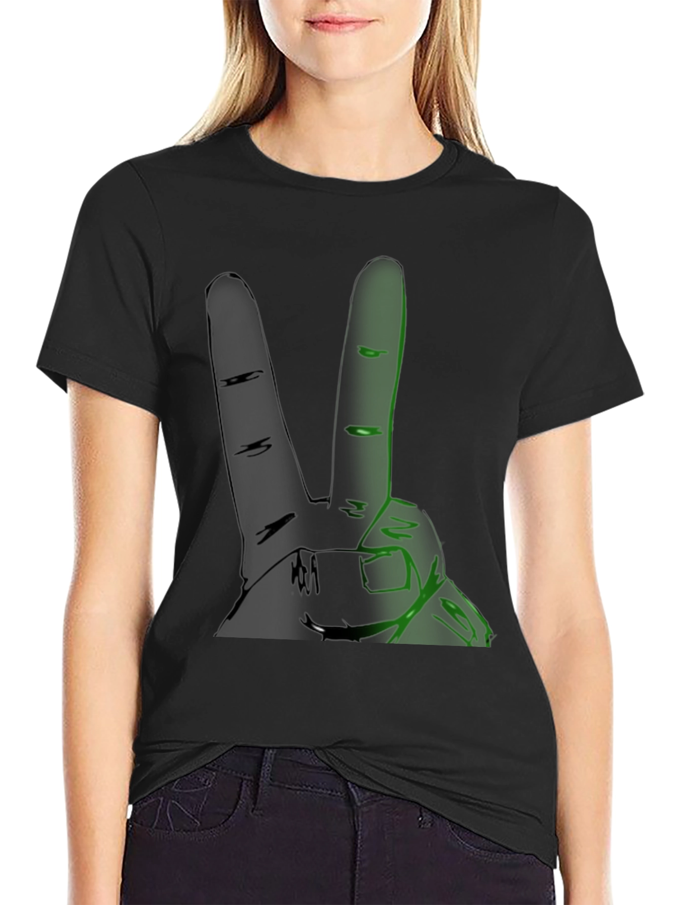 Cool Graphic Peace Sign Mens Black T-Shirt