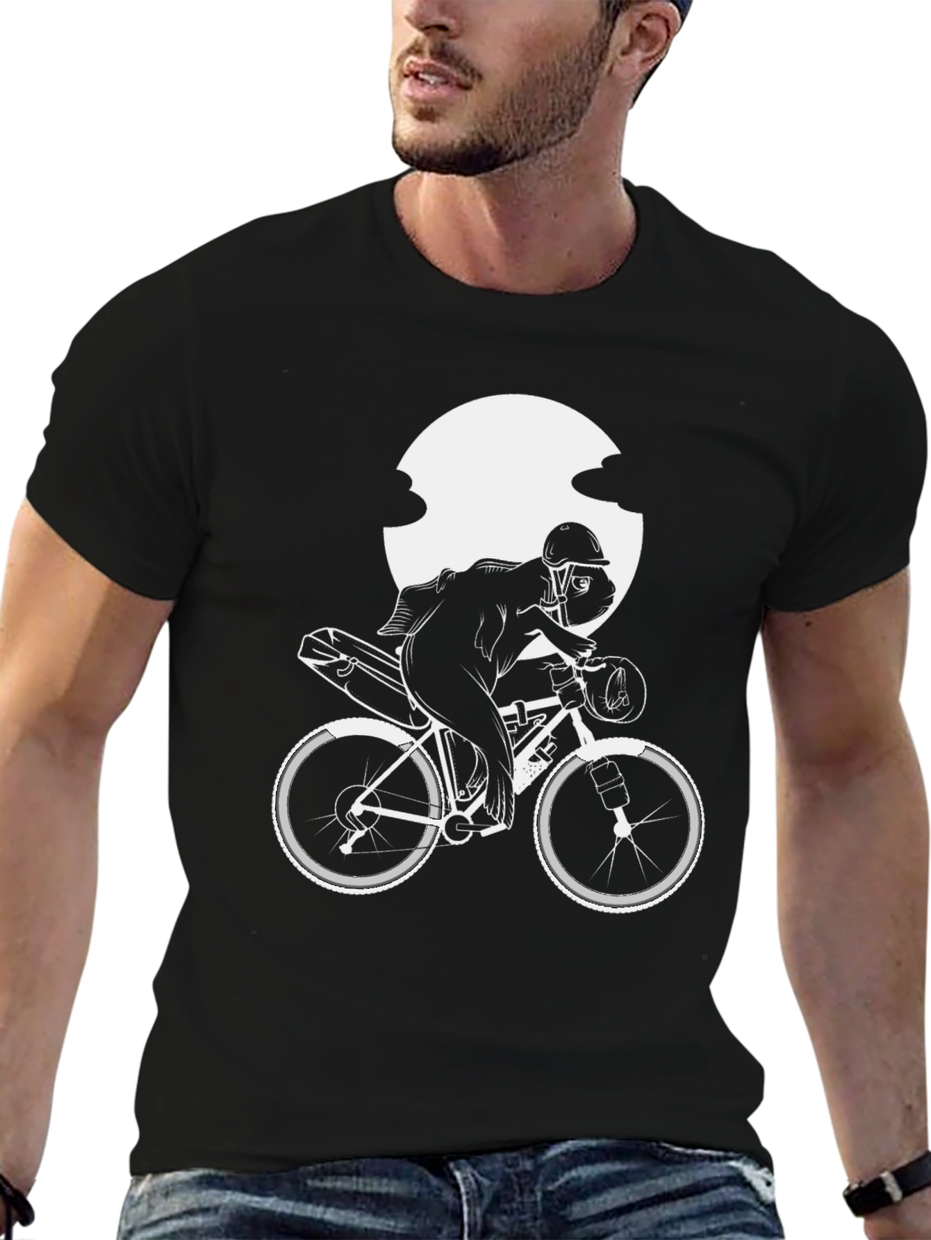 Mens Black Biker T-Shirt - Unique Cycle Design