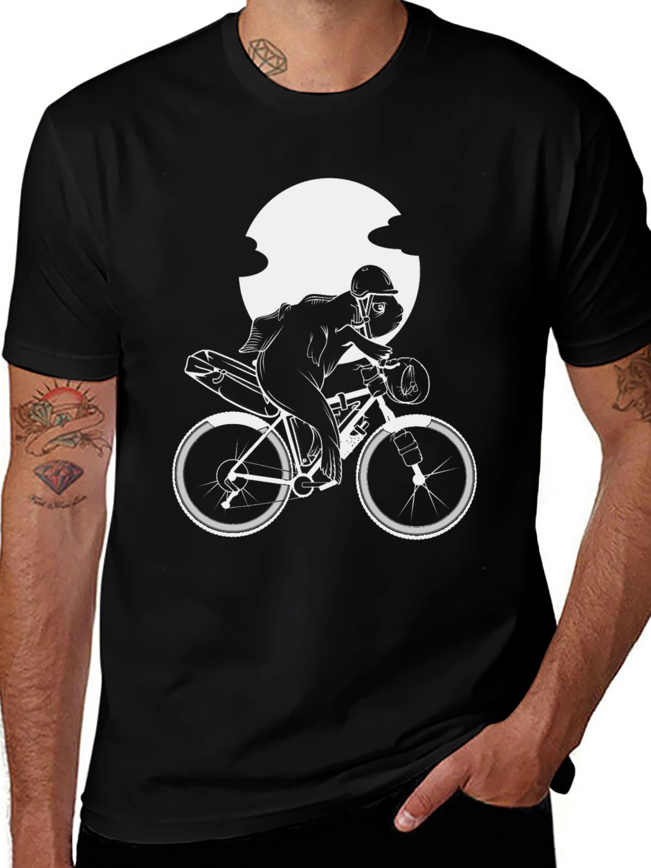 Mens Black Biker T-Shirt - Unique Cycle Design