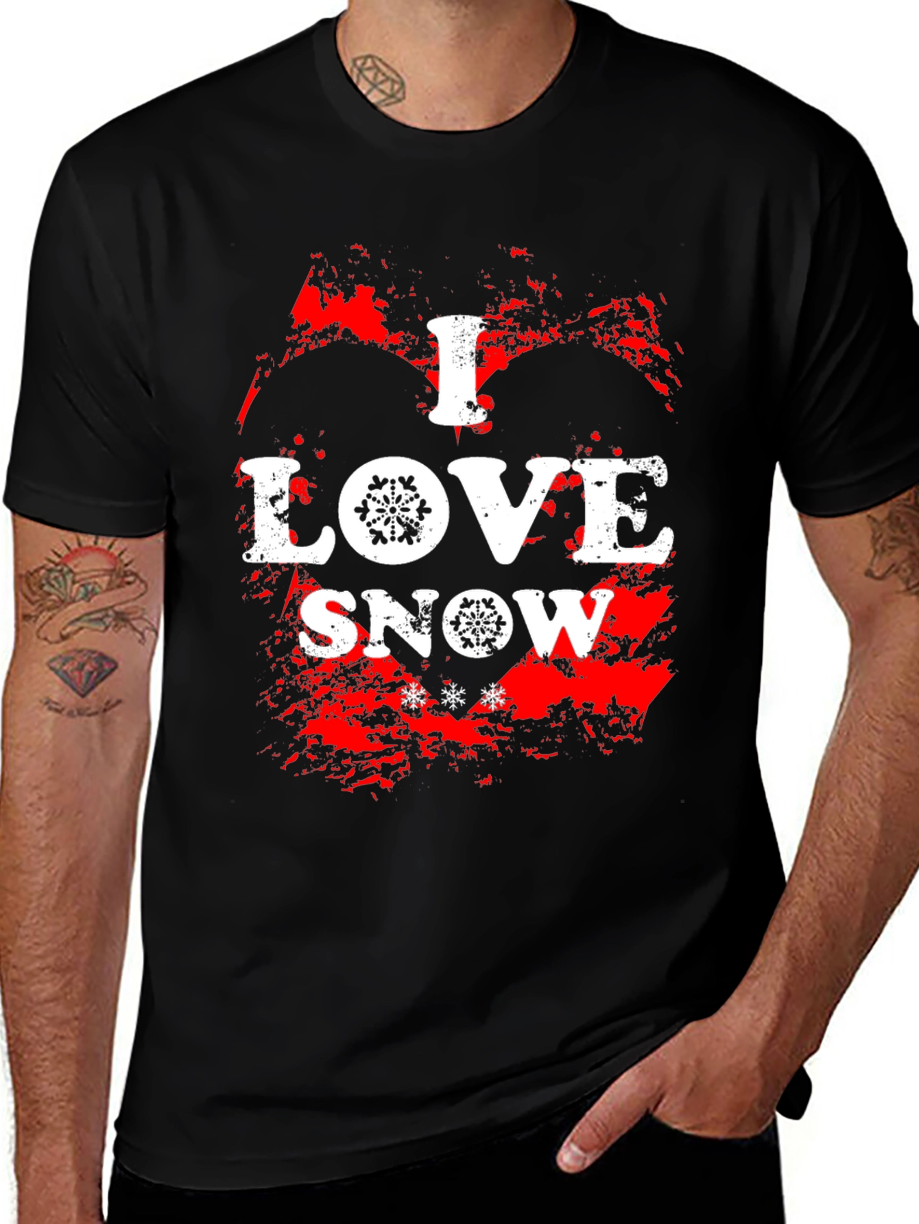 I Love Snow Graphic Tee - Winter Holiday Shirt