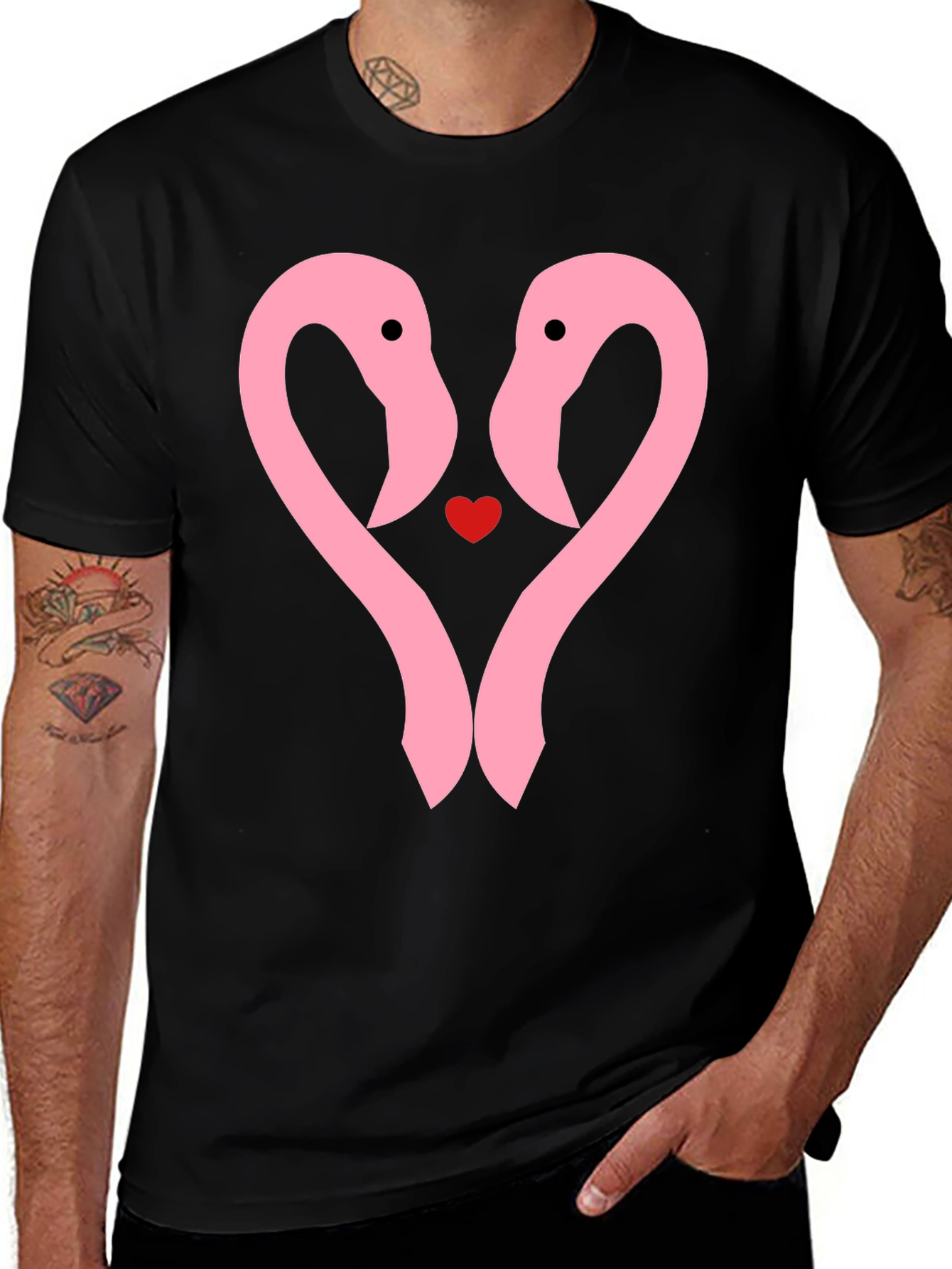 Flamingo Heart T-Shirt - Cute Couple Tee