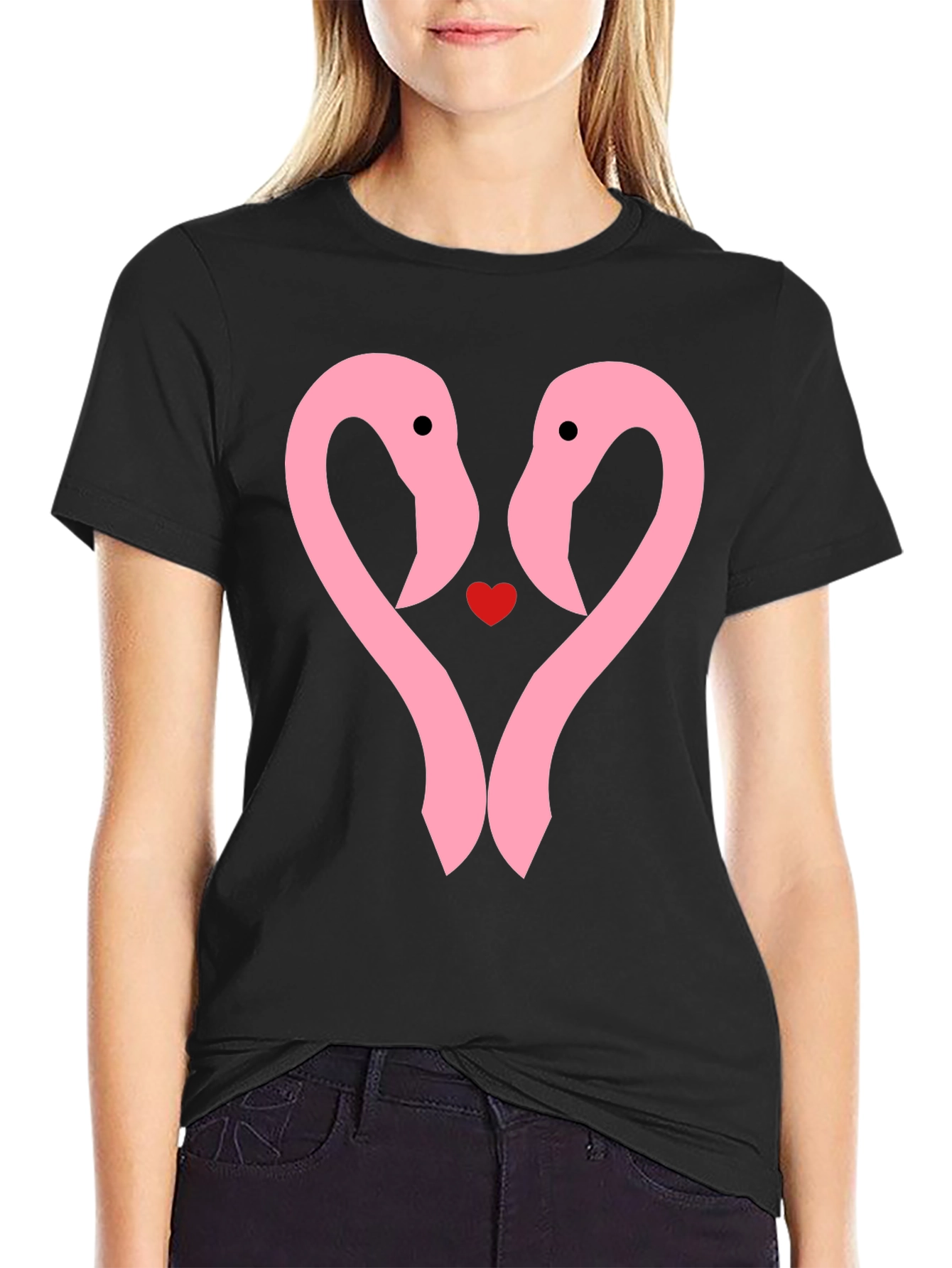 Flamingo Heart T-Shirt - Cute Couple Tee