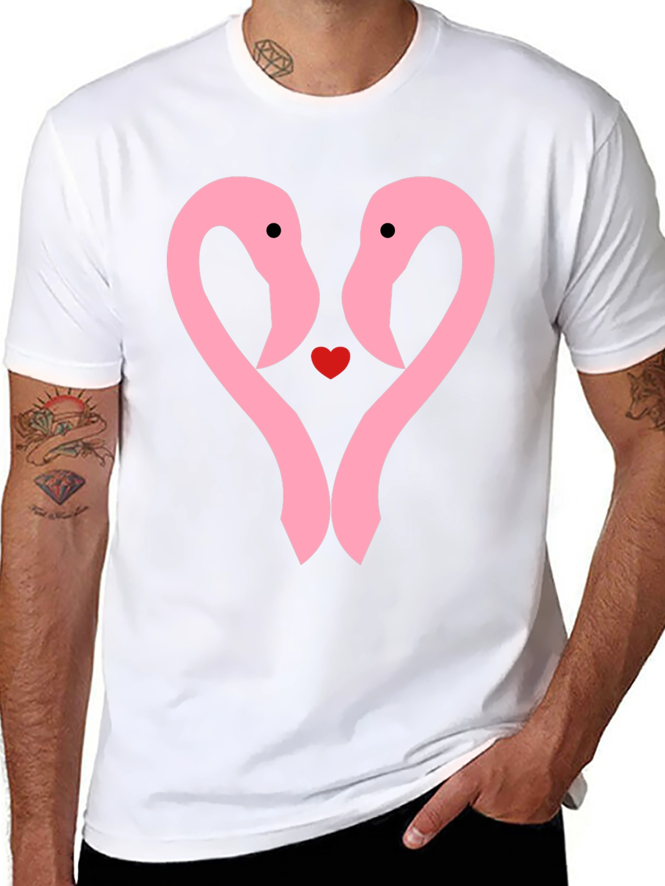 Flamingo Heart T-Shirt - Cute Couple Tee