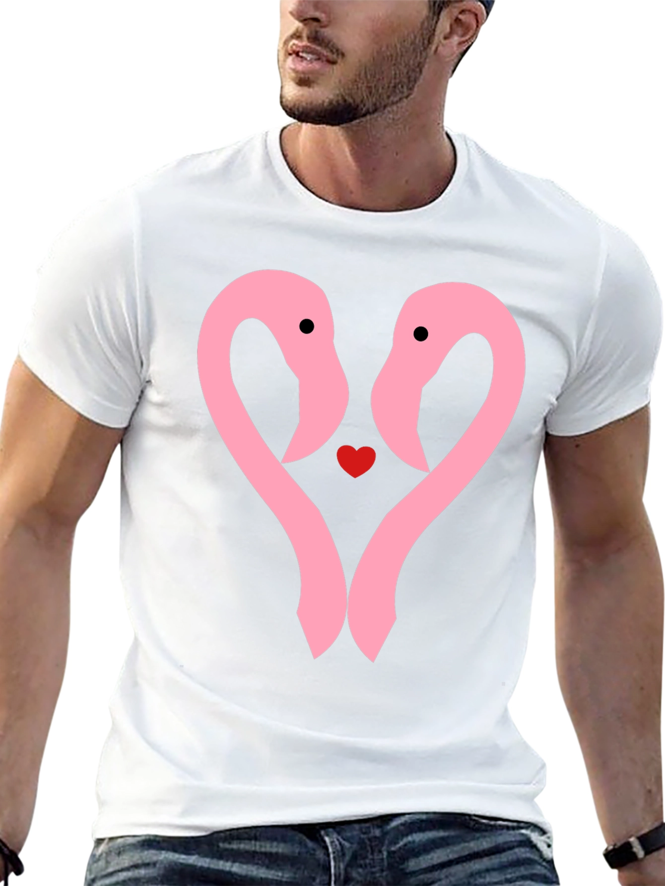 Flamingo Heart T-Shirt - Cute Couple Tee