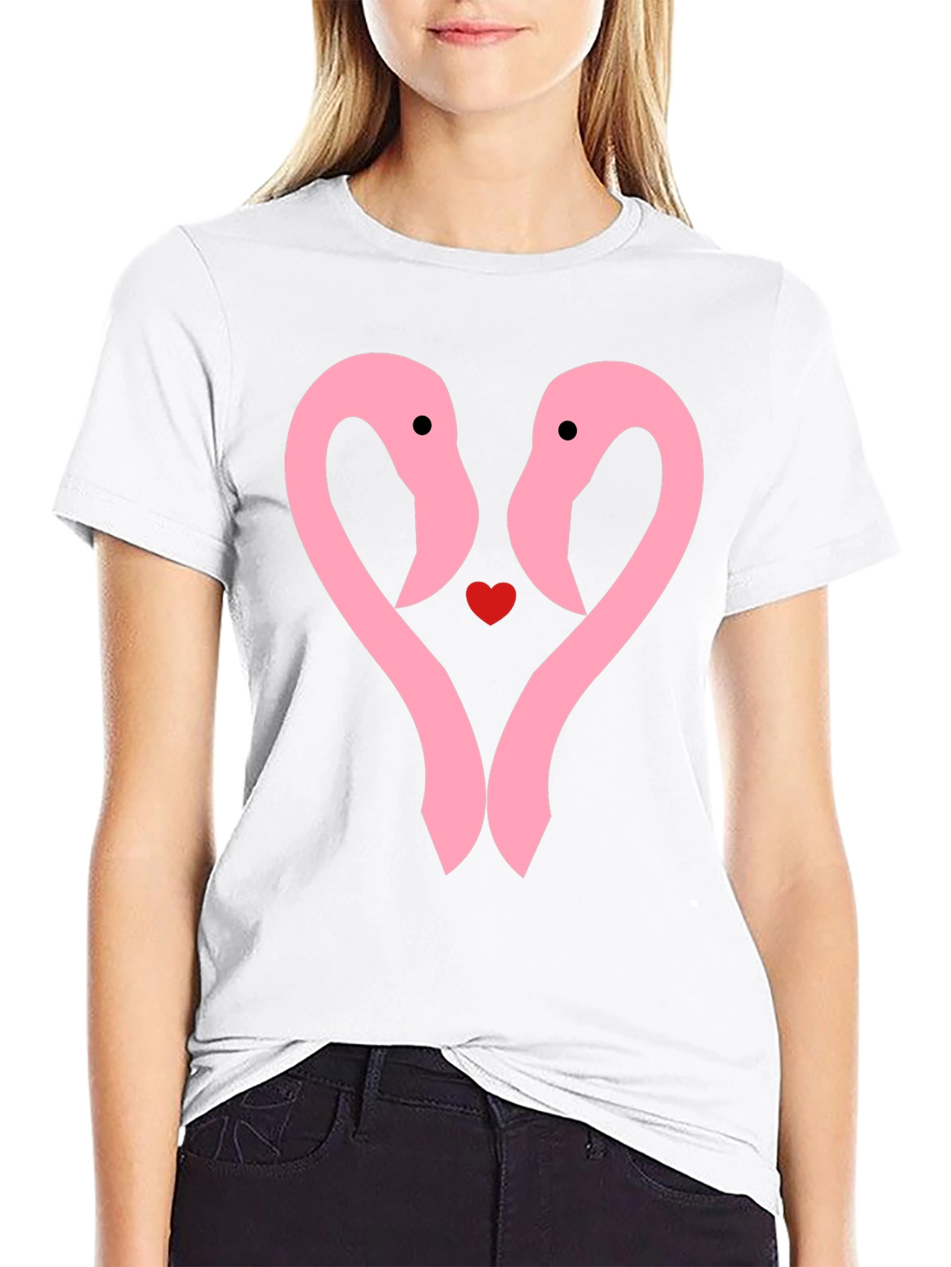 Flamingo Heart T-Shirt - Cute Couple Tee