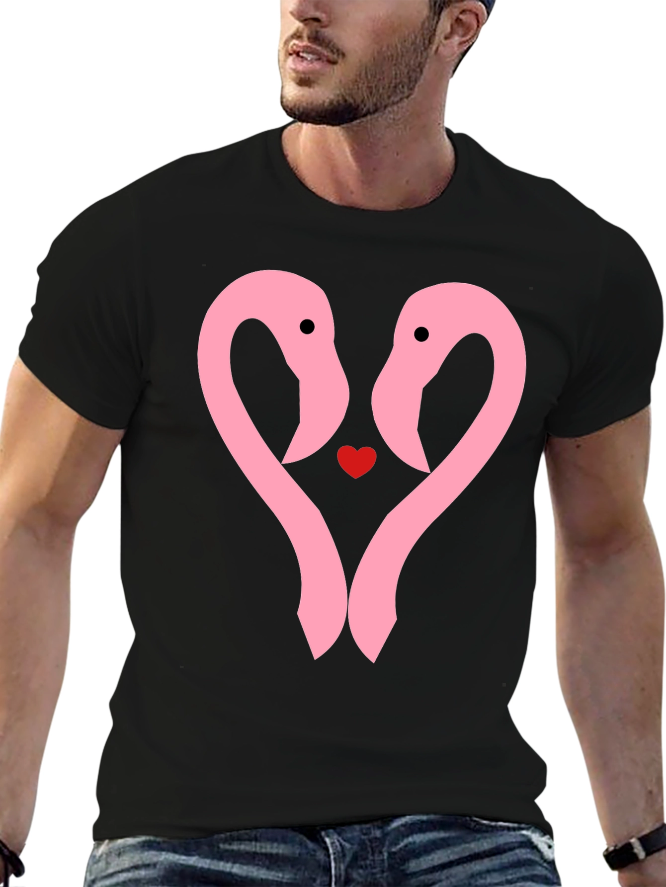 Flamingo Heart T-Shirt - Cute Couple Tee