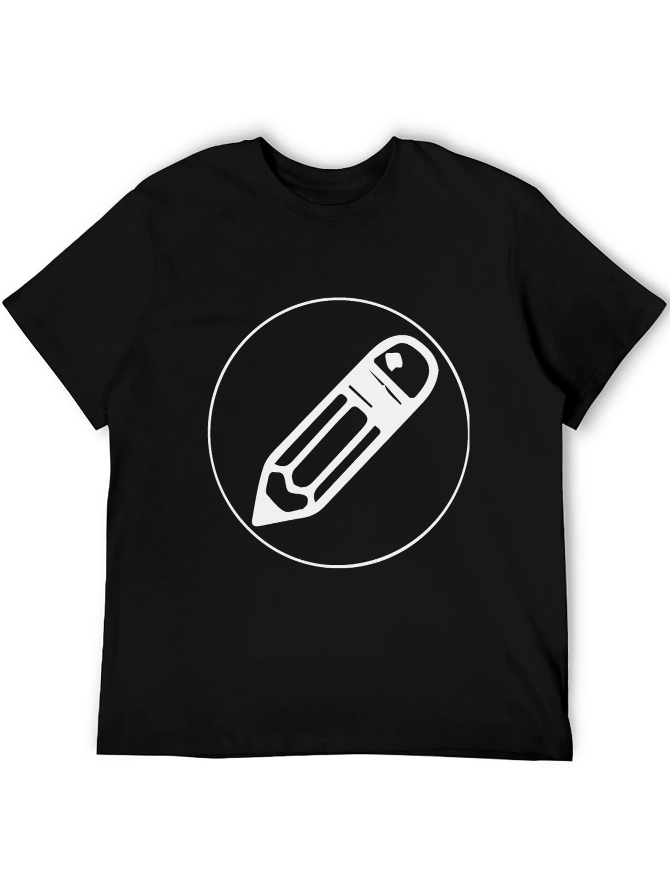 Stylish Black Graphic Tee - Pencil Design