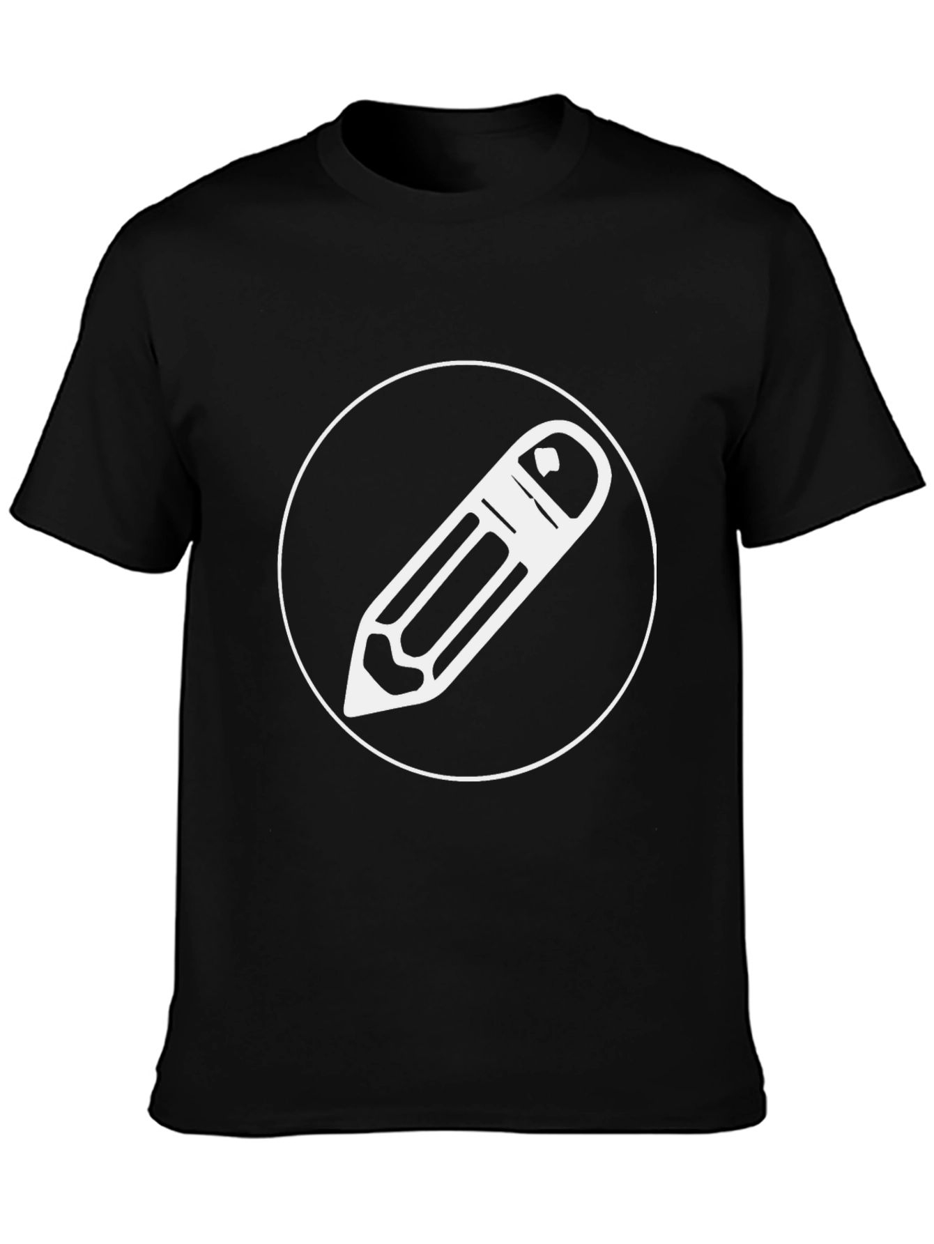 Stylish Black Graphic Tee - Pencil Design